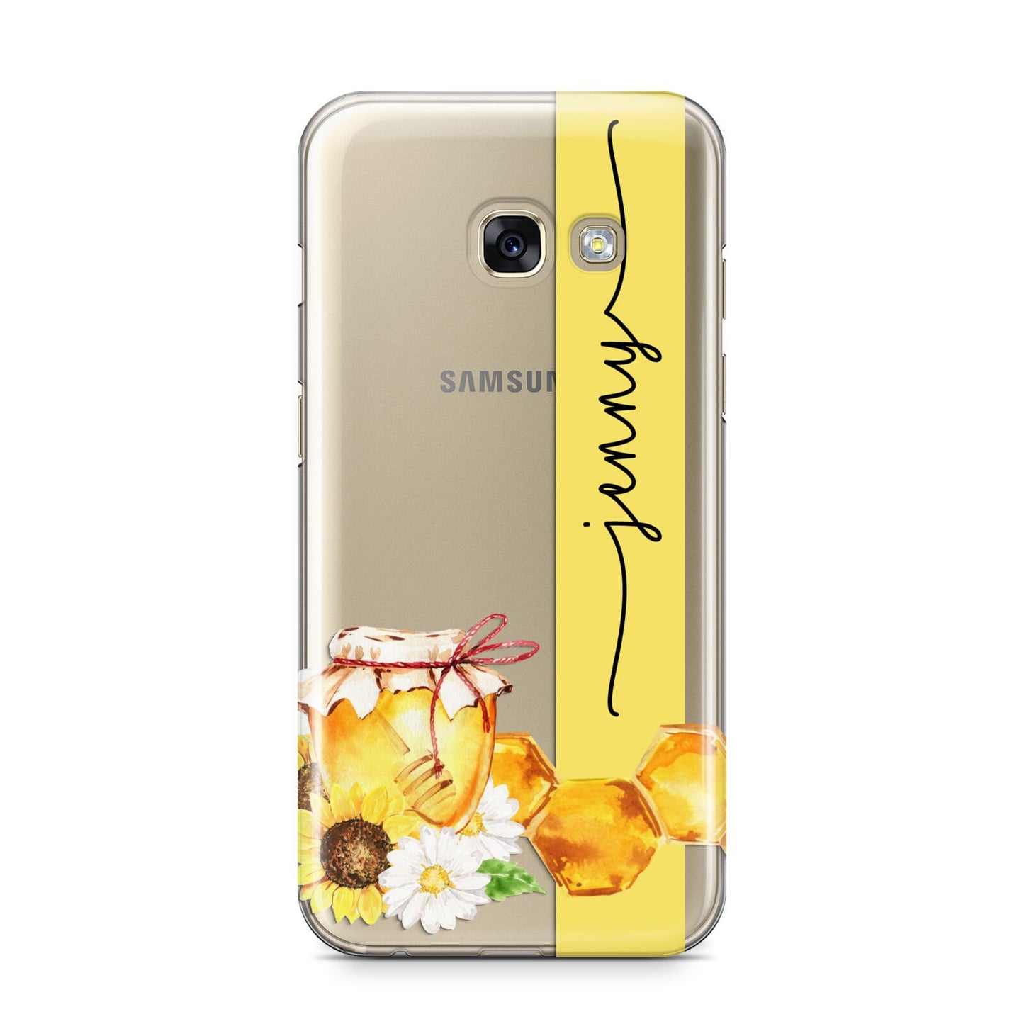 Personalised Bees Honeycomb Samsung Galaxy A3 2017 Case on gold phone