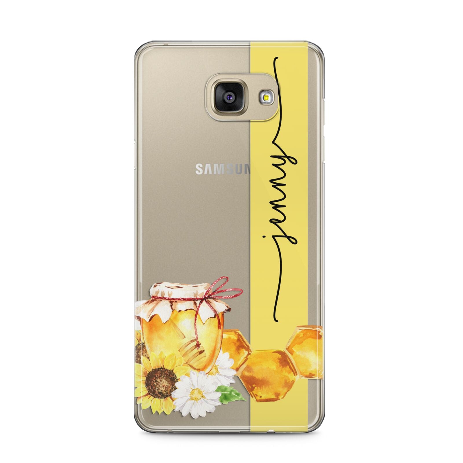 Personalised Bees Honeycomb Samsung Galaxy A5 2016 Case on gold phone