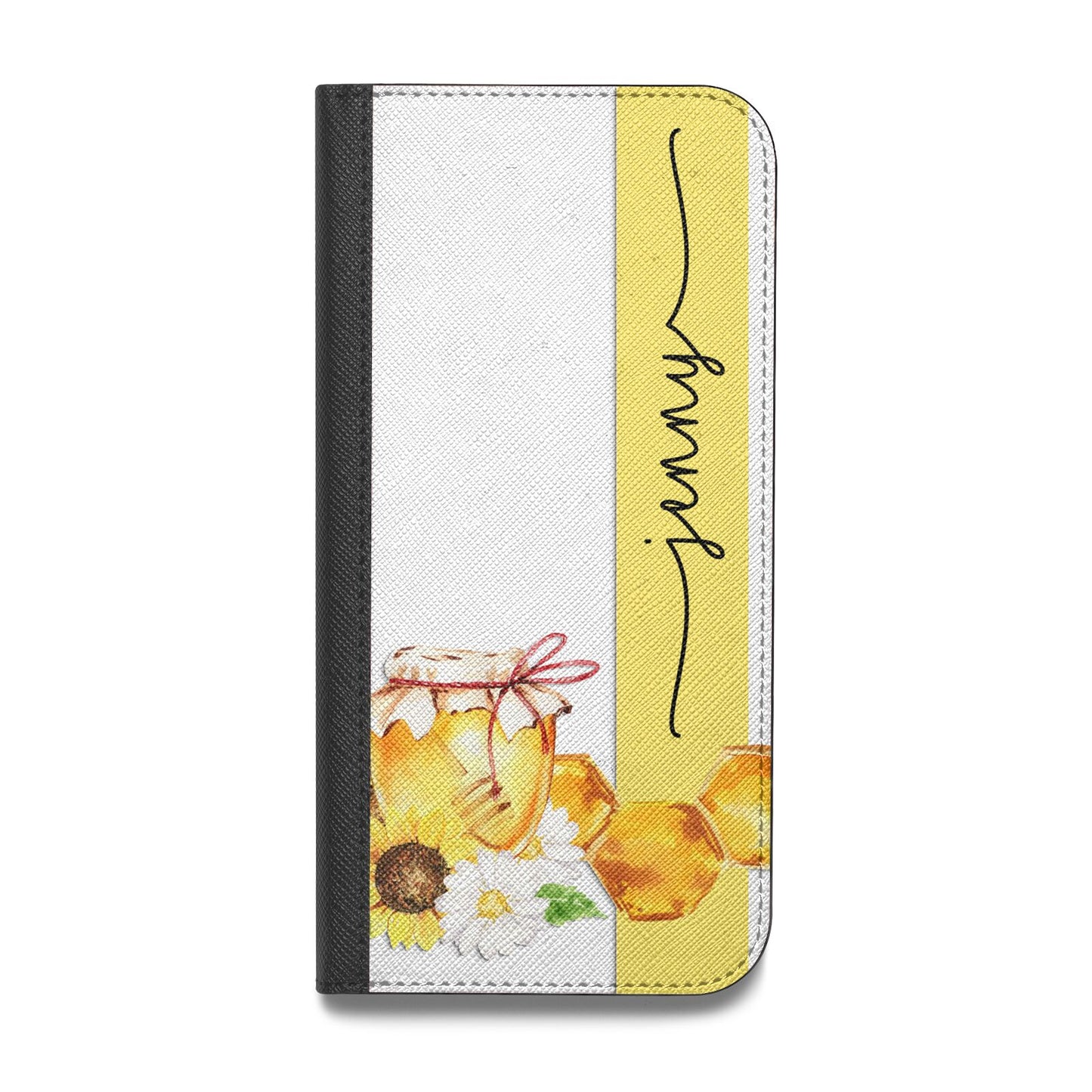 Personalised Bees Honeycomb Vegan Leather Flip iPhone Case