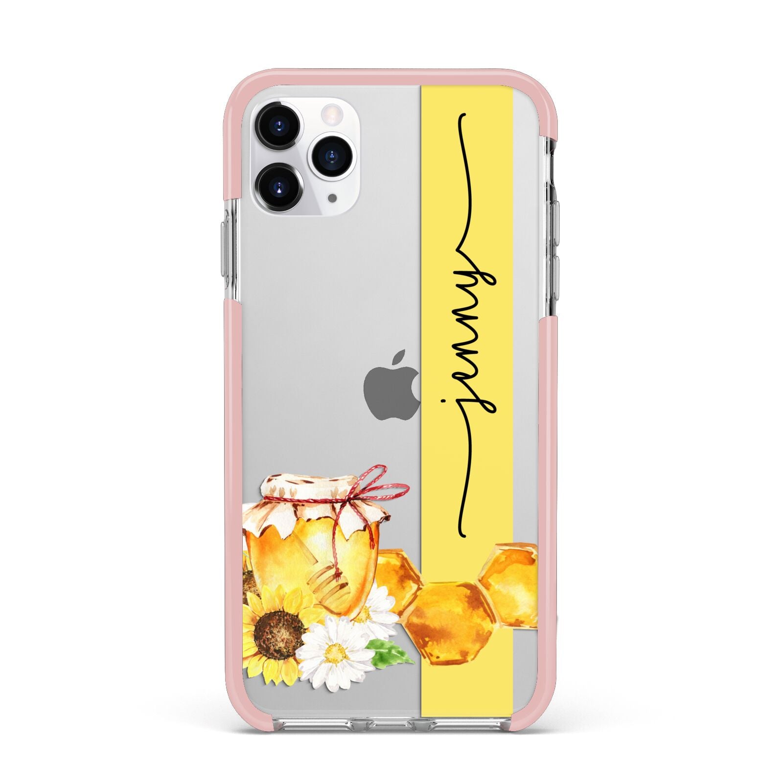 Personalised Bees Honeycomb iPhone 11 Pro Max Impact Pink Edge Case