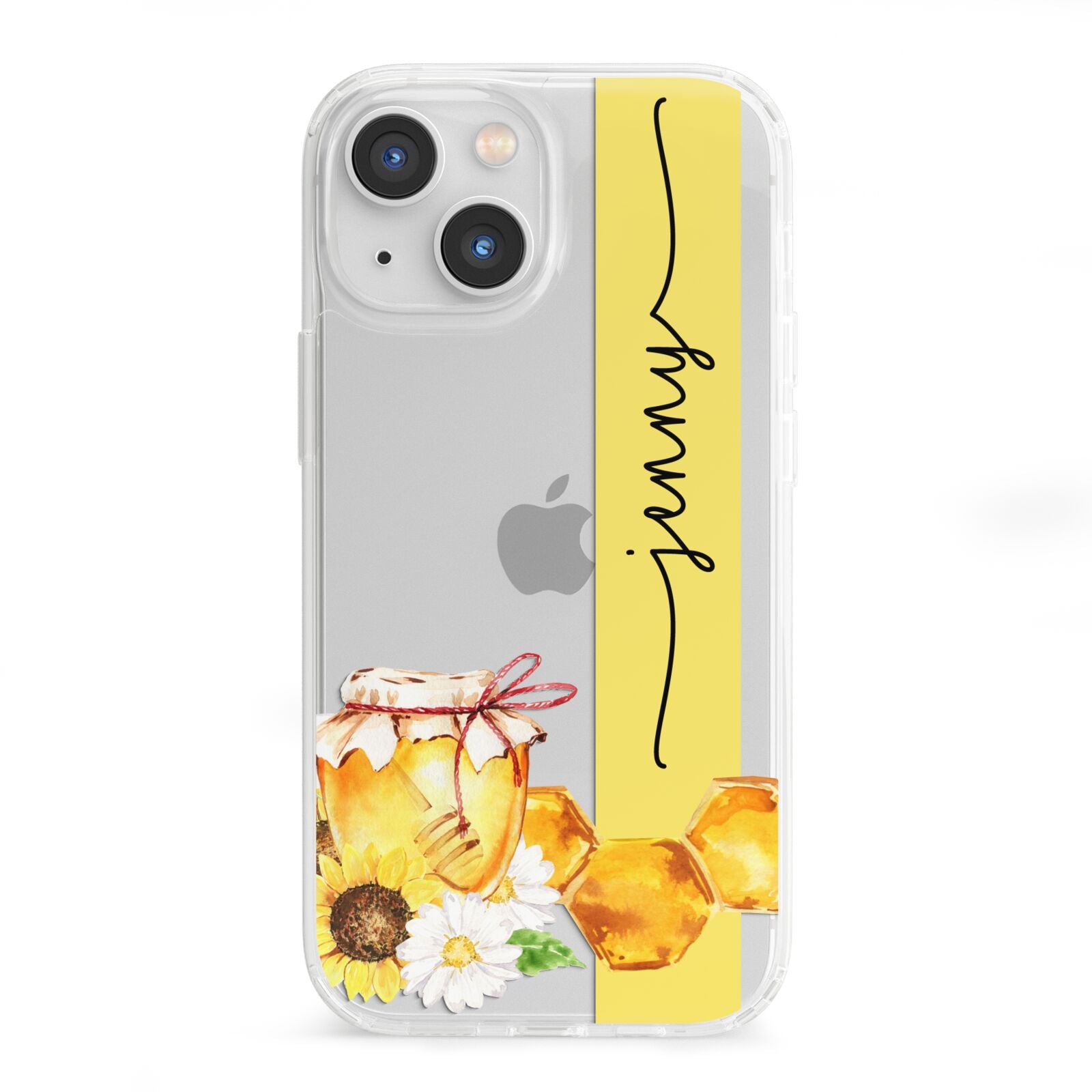 Personalised Bees Honeycomb iPhone 13 Mini Clear Bumper Case