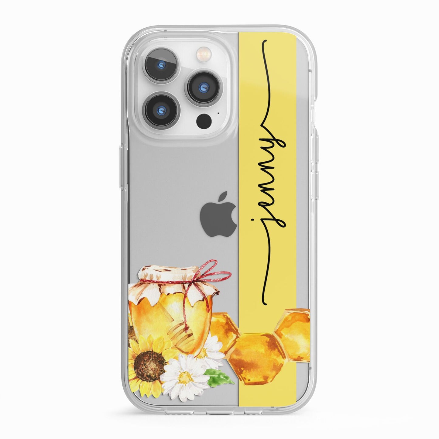 Personalised Bees Honeycomb iPhone 13 Pro TPU Impact Case with White Edges