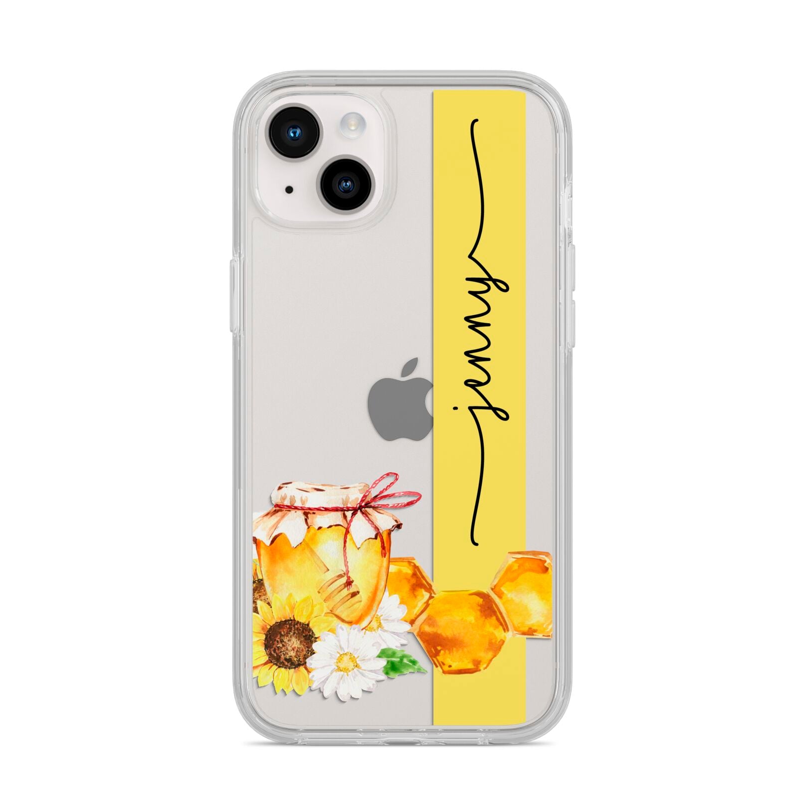 Personalised Bees Honeycomb iPhone 14 Plus Clear Tough Case Starlight