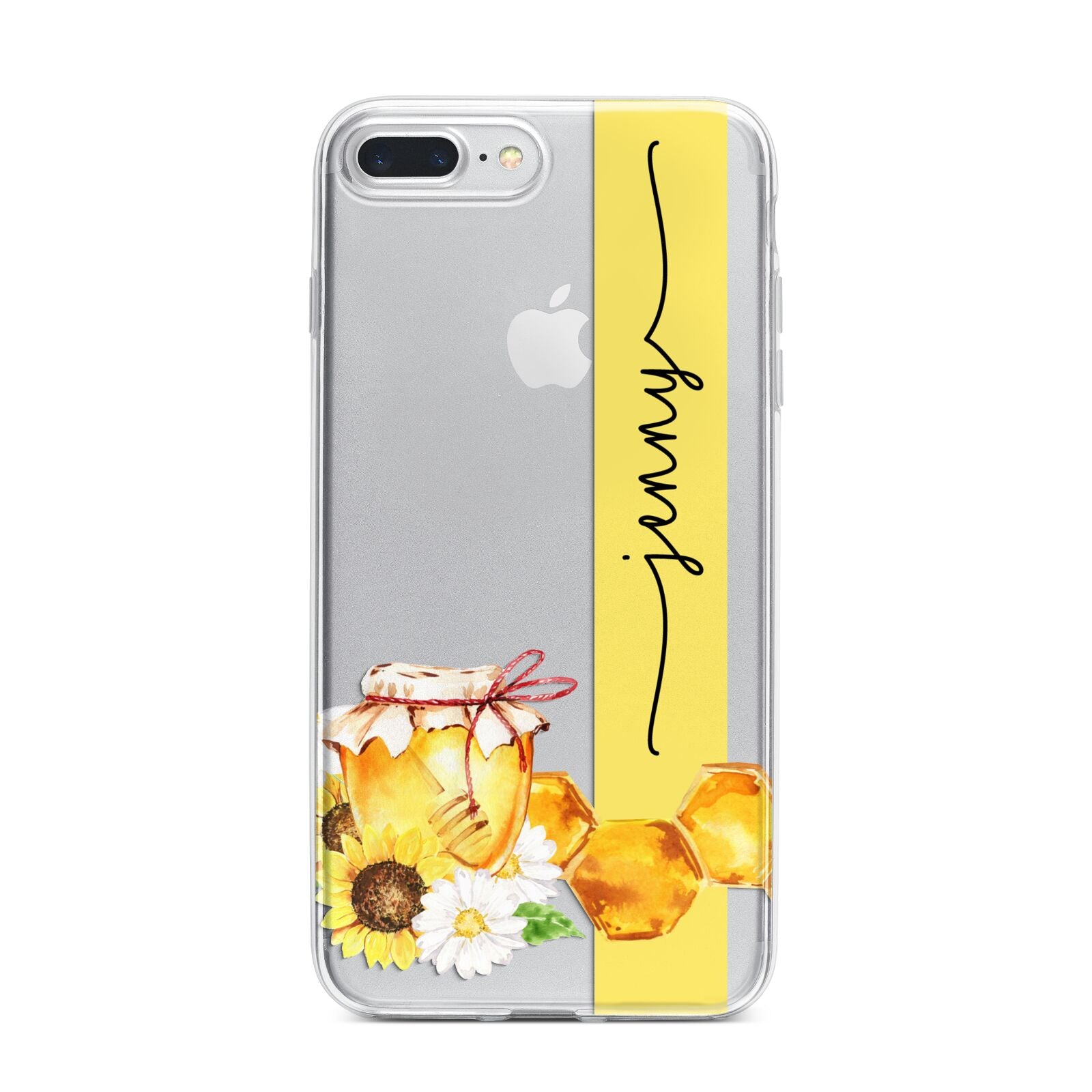 Personalised Bees Honeycomb iPhone 7 Plus Bumper Case on Silver iPhone