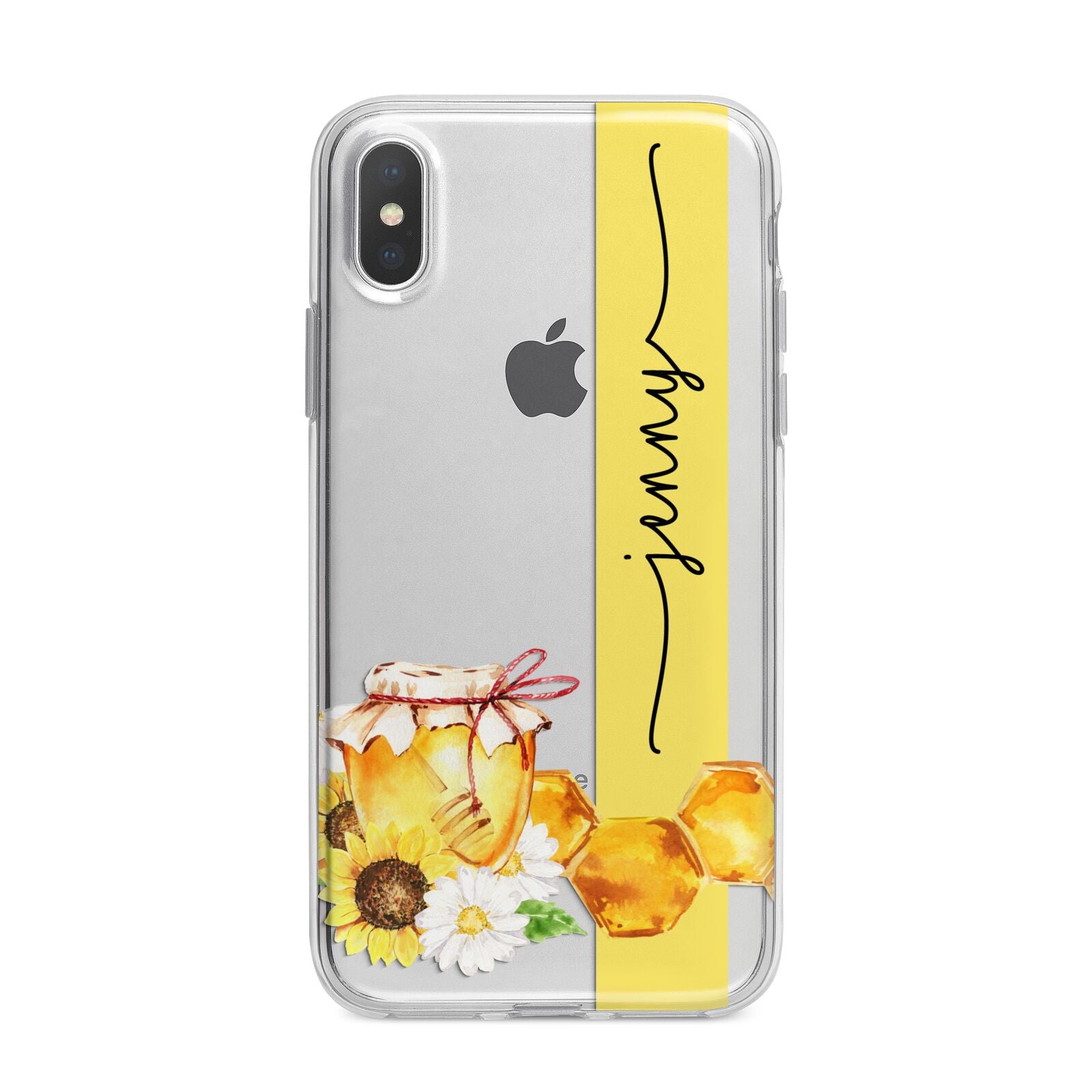 Personalised Bees Honeycomb iPhone X Bumper Case on Silver iPhone Alternative Image 1