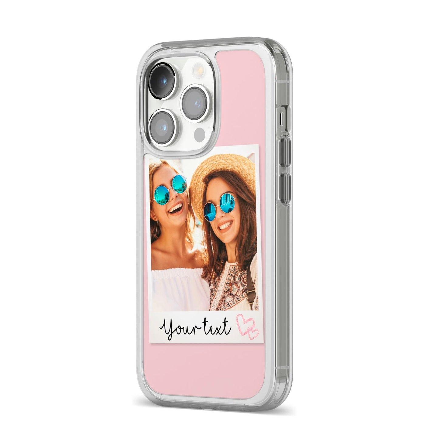 Personalised Best Friend Photo iPhone 14 Pro Clear Tough Case Silver Angled Image