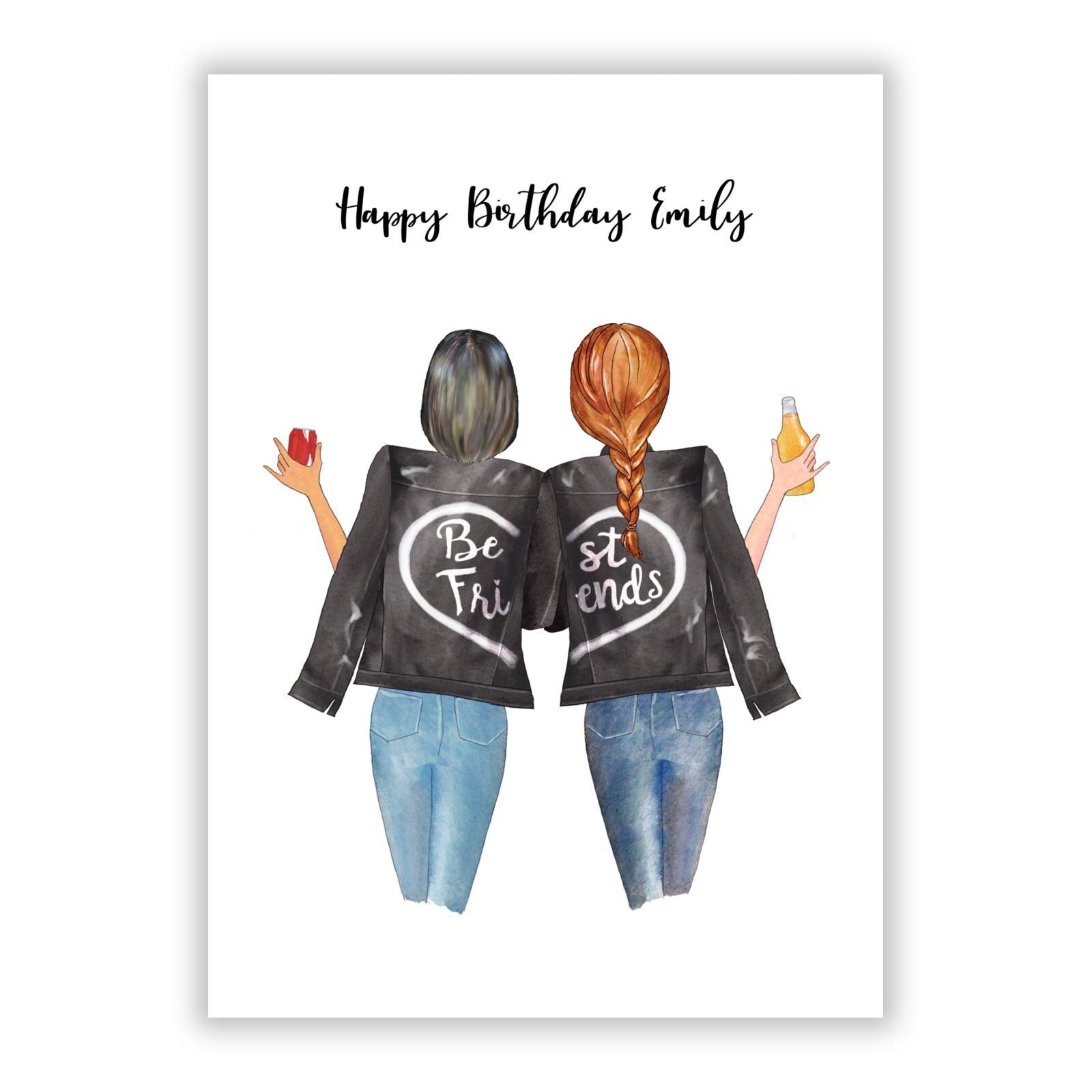 Personalised Best Friends Birthday A5 Flat Greetings Card