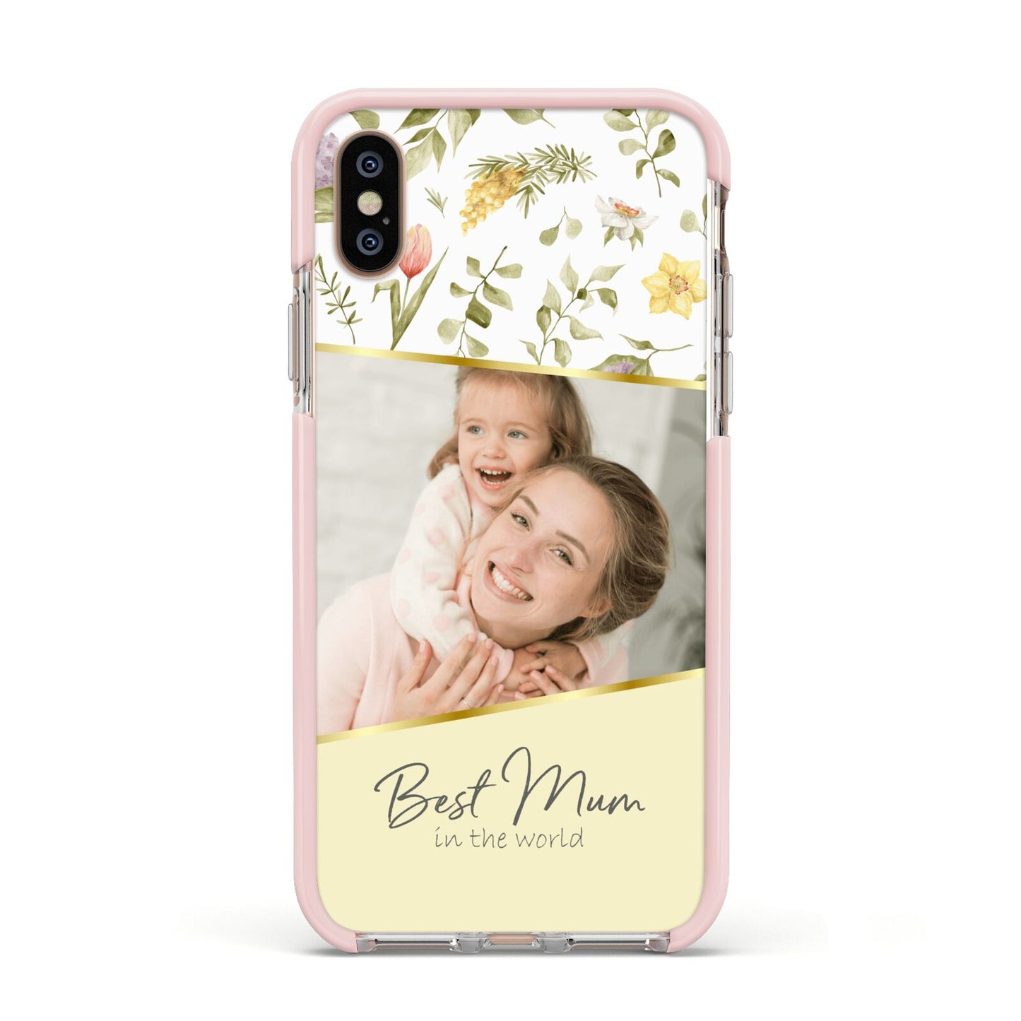 Personalised Best Mum Apple iPhone Xs Impact Case Pink Edge on Gold Phone