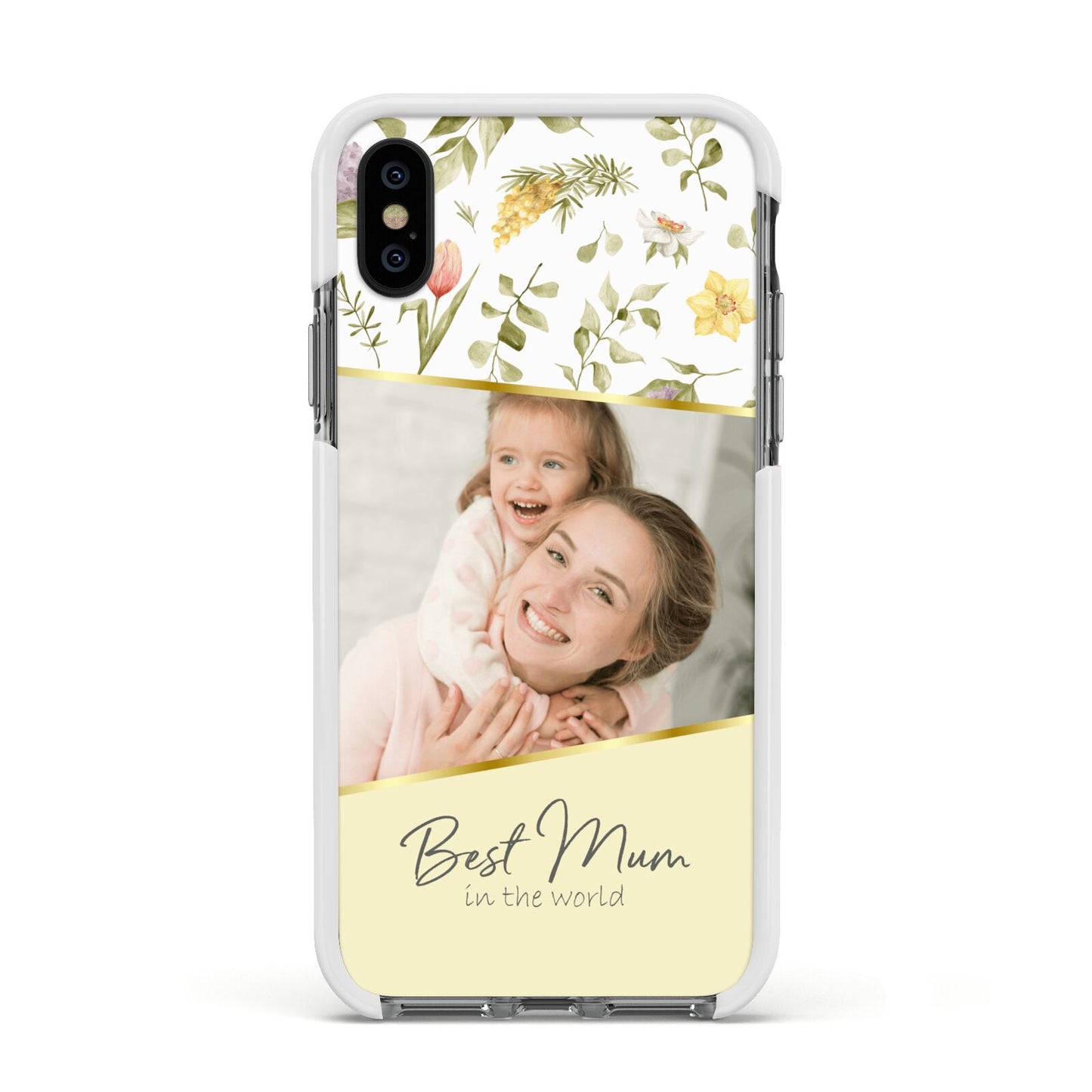 Personalised Best Mum Apple iPhone Xs Impact Case White Edge on Black Phone