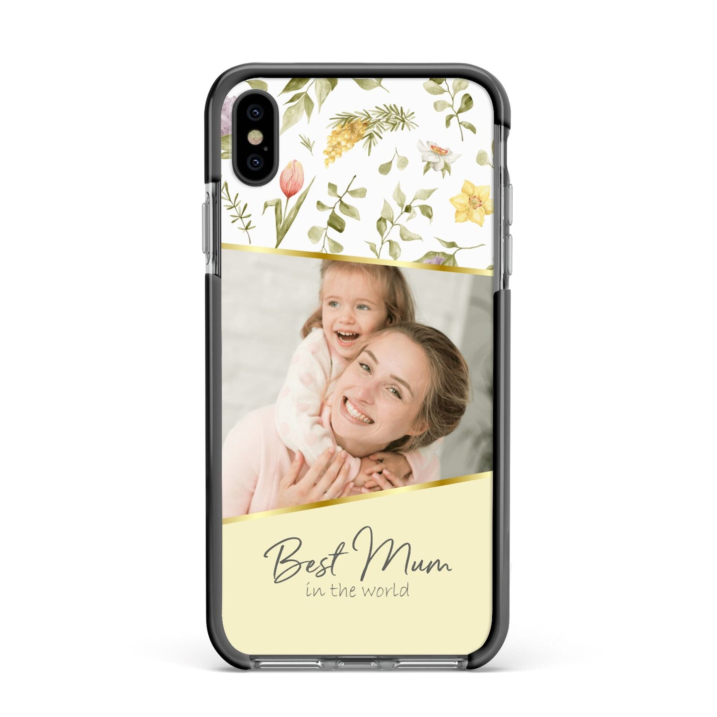 Personalised Best Mum Apple iPhone Xs Max Impact Case Black Edge on Black Phone