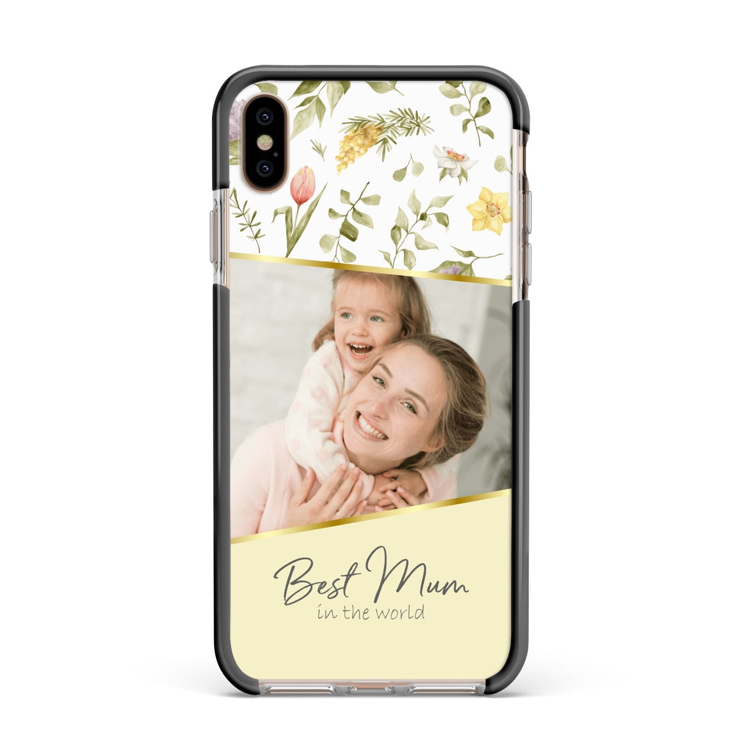 Personalised Best Mum Apple iPhone Xs Max Impact Case Black Edge on Gold Phone