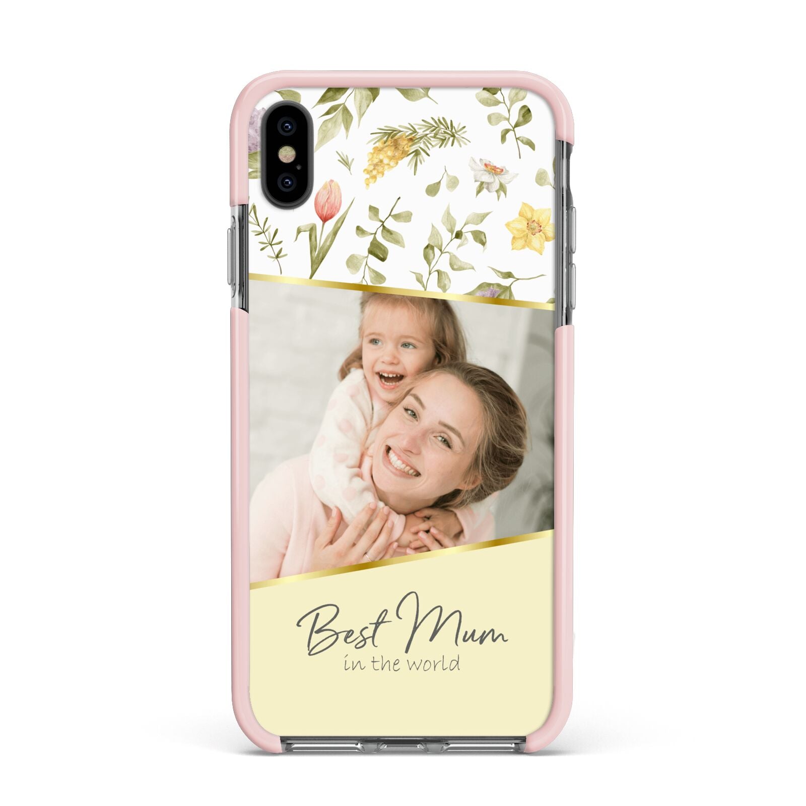 Personalised Best Mum Apple iPhone Xs Max Impact Case Pink Edge on Black Phone