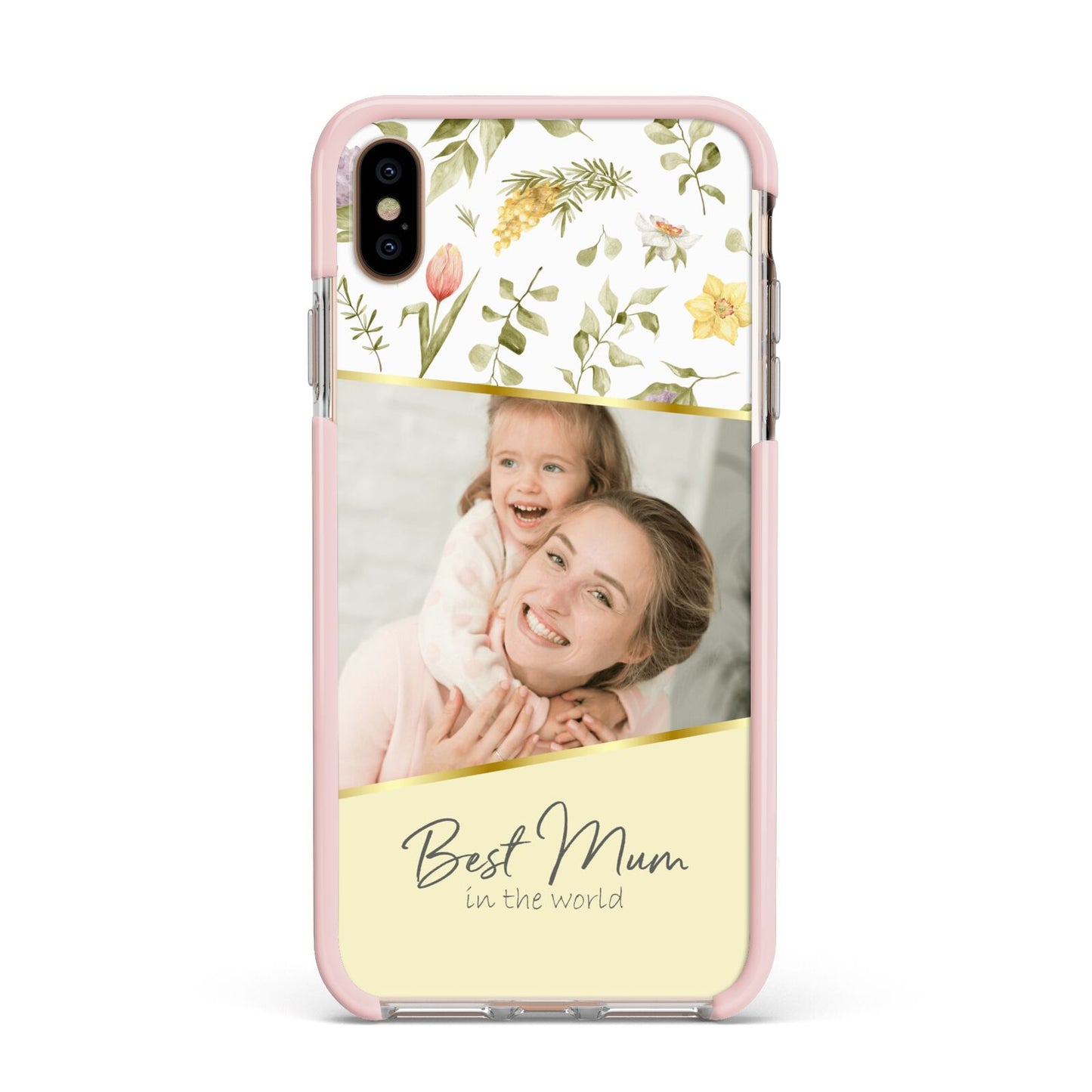 Personalised Best Mum Apple iPhone Xs Max Impact Case Pink Edge on Gold Phone