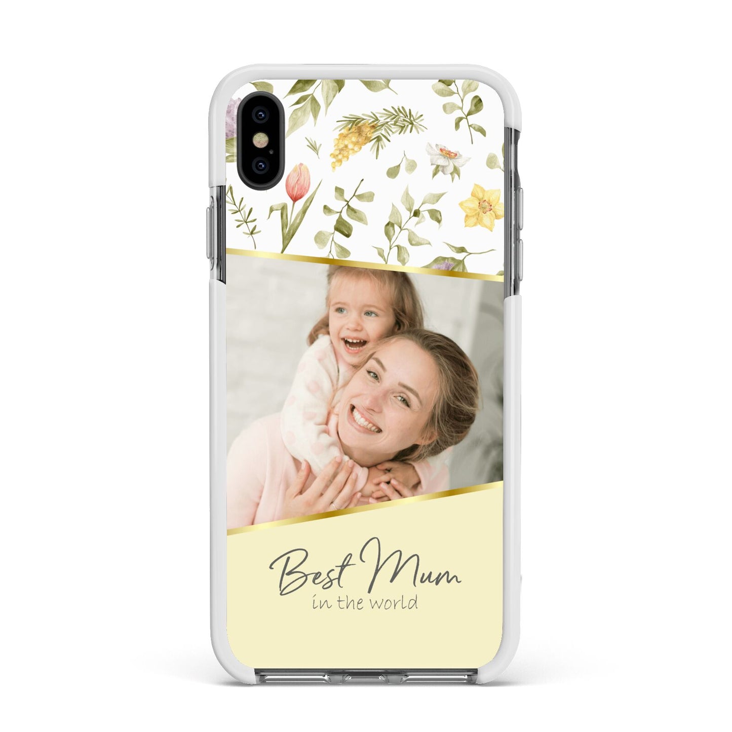 Personalised Best Mum Apple iPhone Xs Max Impact Case White Edge on Black Phone