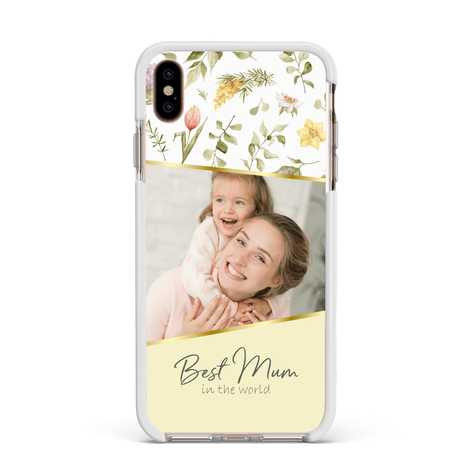 Personalised Best Mum Apple iPhone Xs Max Impact Case White Edge on Gold Phone