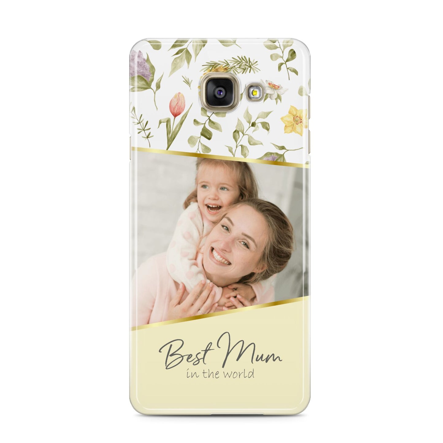 Personalised Best Mum Samsung Galaxy A3 2016 Case on gold phone