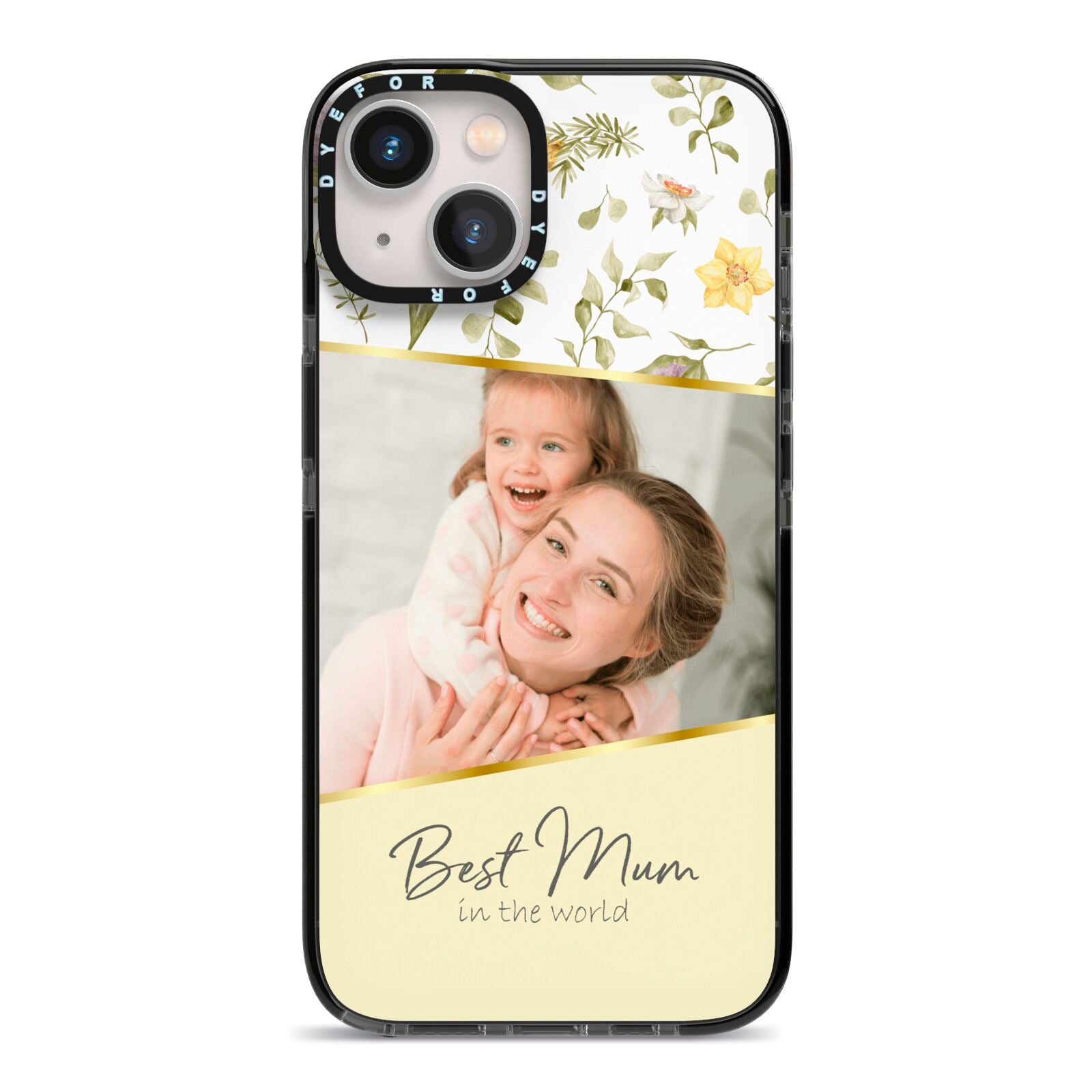 Personalised Best Mum iPhone 13 Black Impact Case on Silver phone