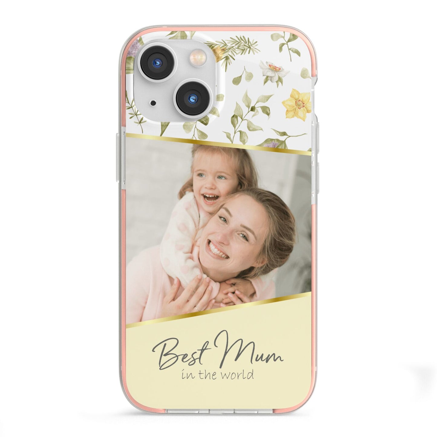 Personalised Best Mum iPhone 13 Mini TPU Impact Case with Pink Edges