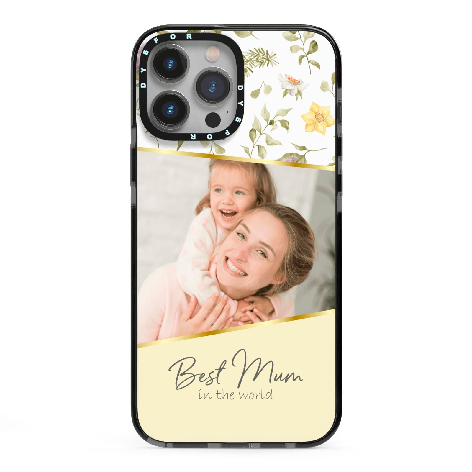 Personalised Best Mum iPhone 13 Pro Max Black Impact Case on Silver phone