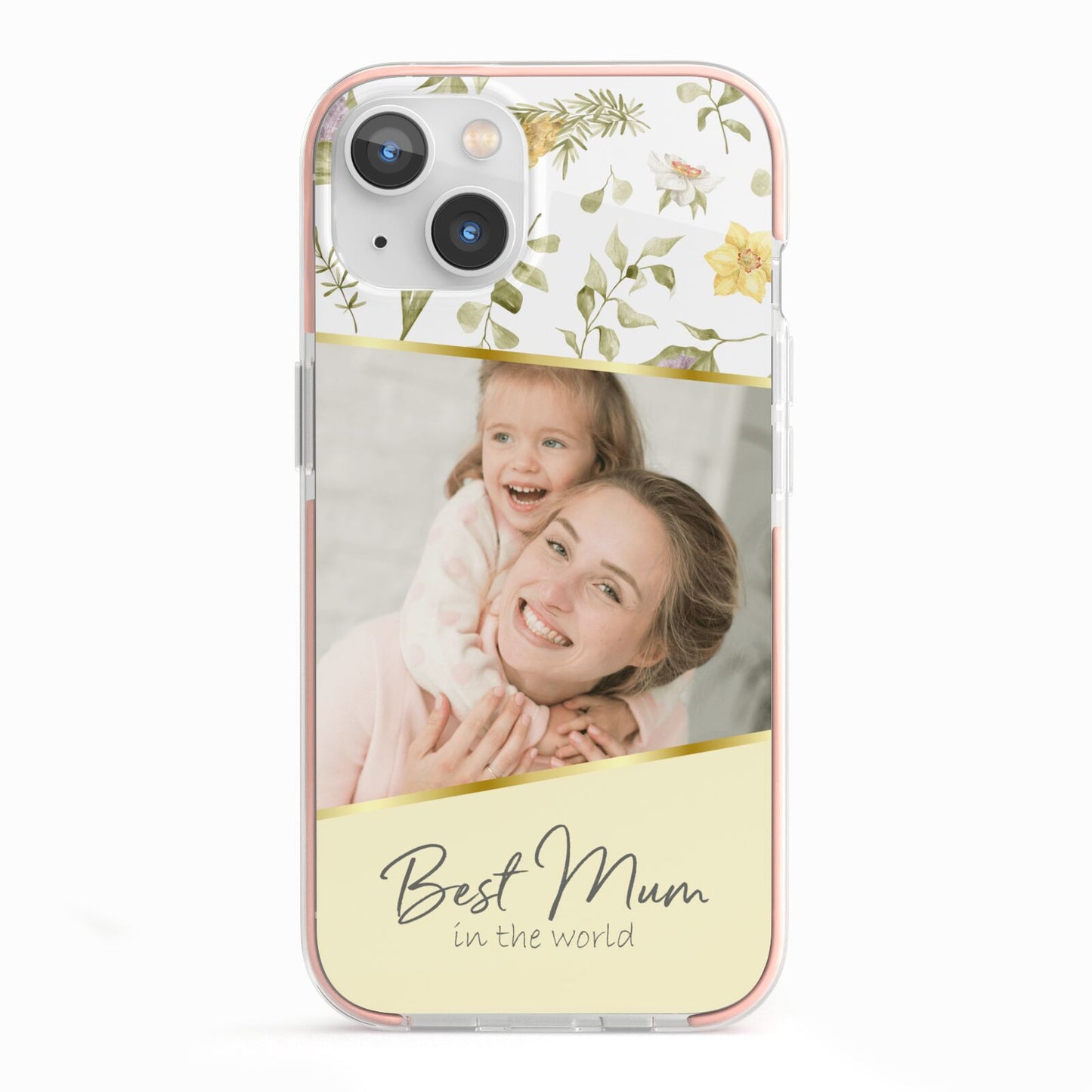 Personalised Best Mum iPhone 13 TPU Impact Case with Pink Edges
