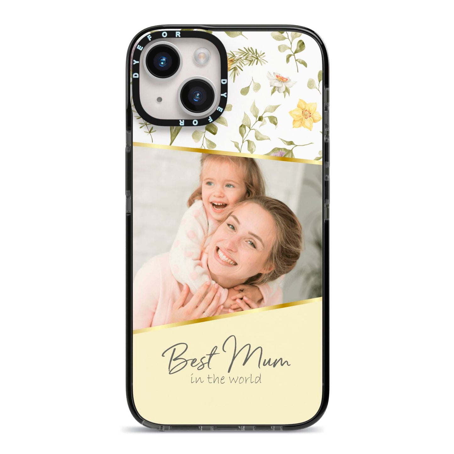 Personalised Best Mum iPhone 14 Black Impact Case on Silver phone