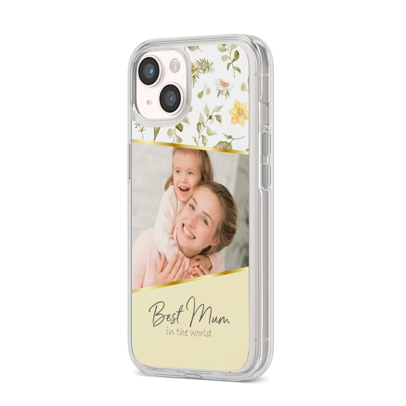 Personalised Best Mum iPhone 14 Clear Tough Case Starlight Angled Image