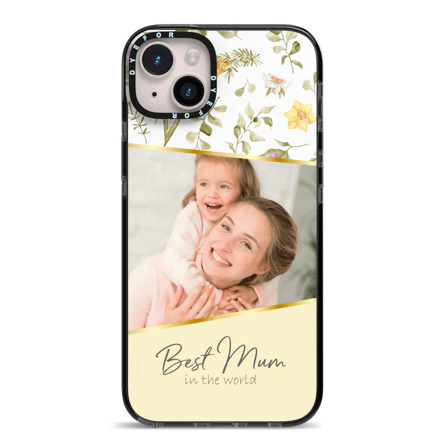 Personalised Best Mum iPhone 14 Plus Black Impact Case on Silver phone