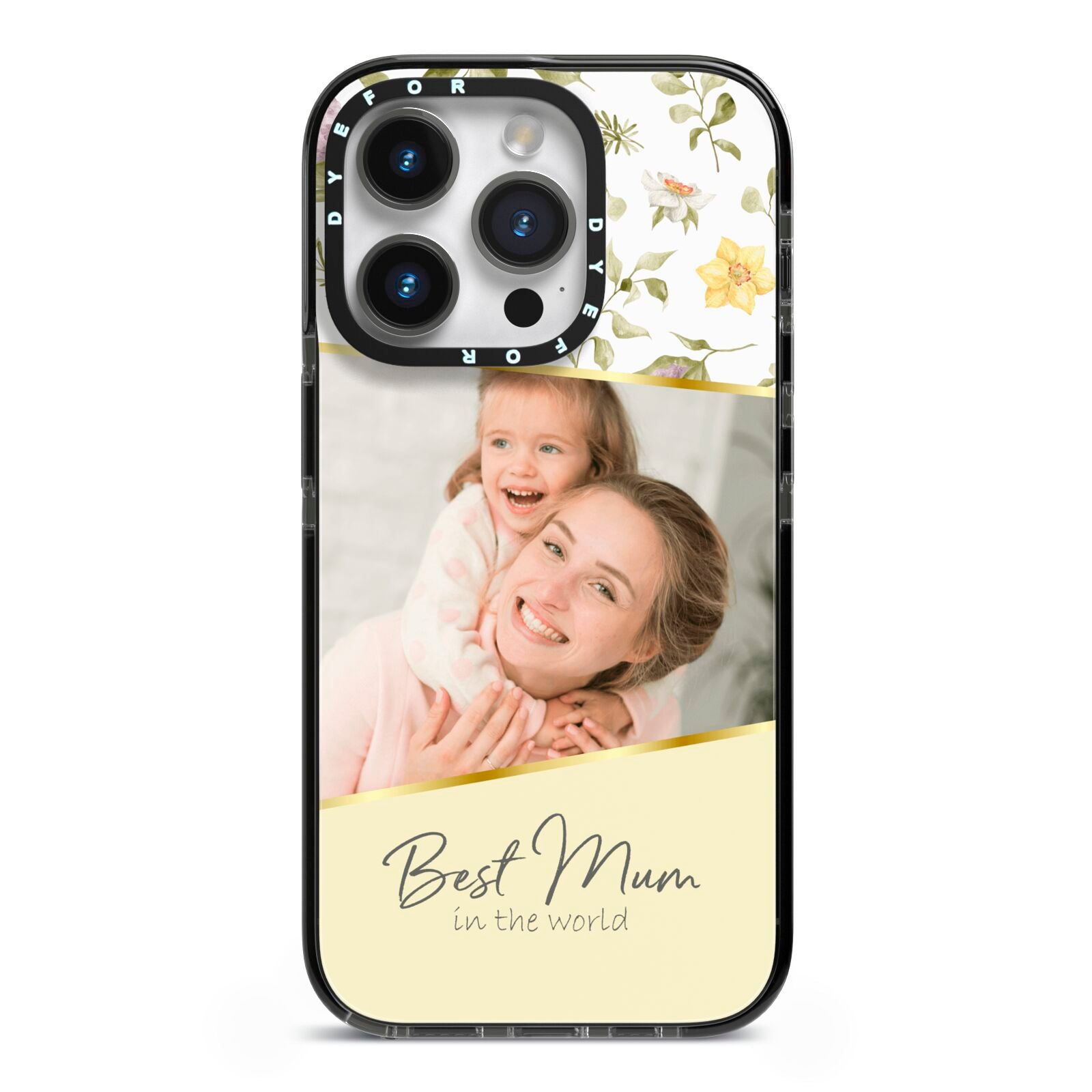 Personalised Best Mum iPhone 14 Pro Black Impact Case on Silver phone