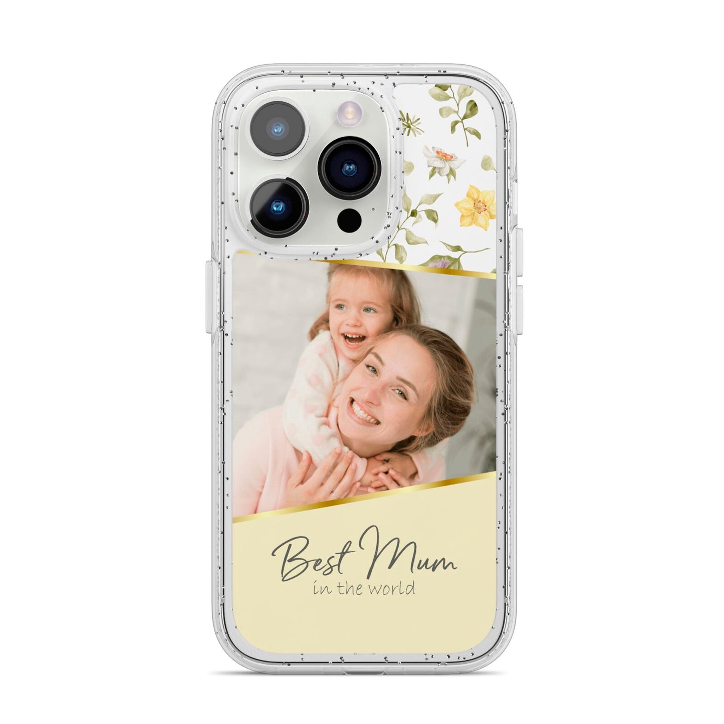Personalised Best Mum iPhone 14 Pro Glitter Tough Case Silver