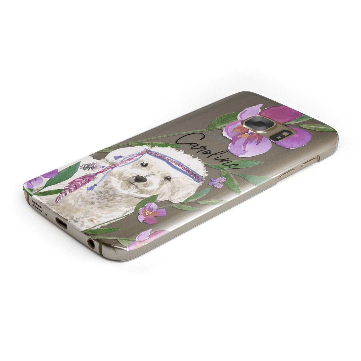 Personalised Bichon Frise Protective Samsung Galaxy Case Angled Image