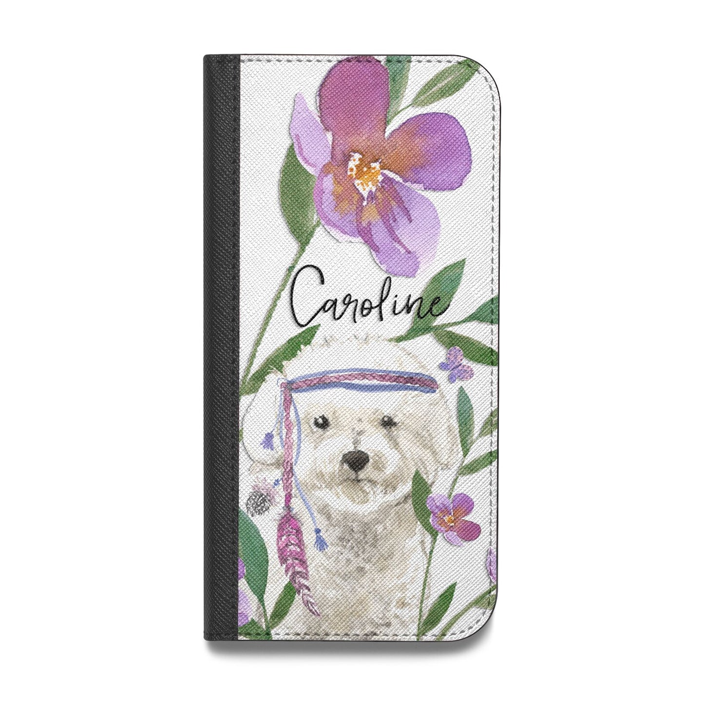 Personalised Bichon Frise Vegan Leather Flip Samsung Case