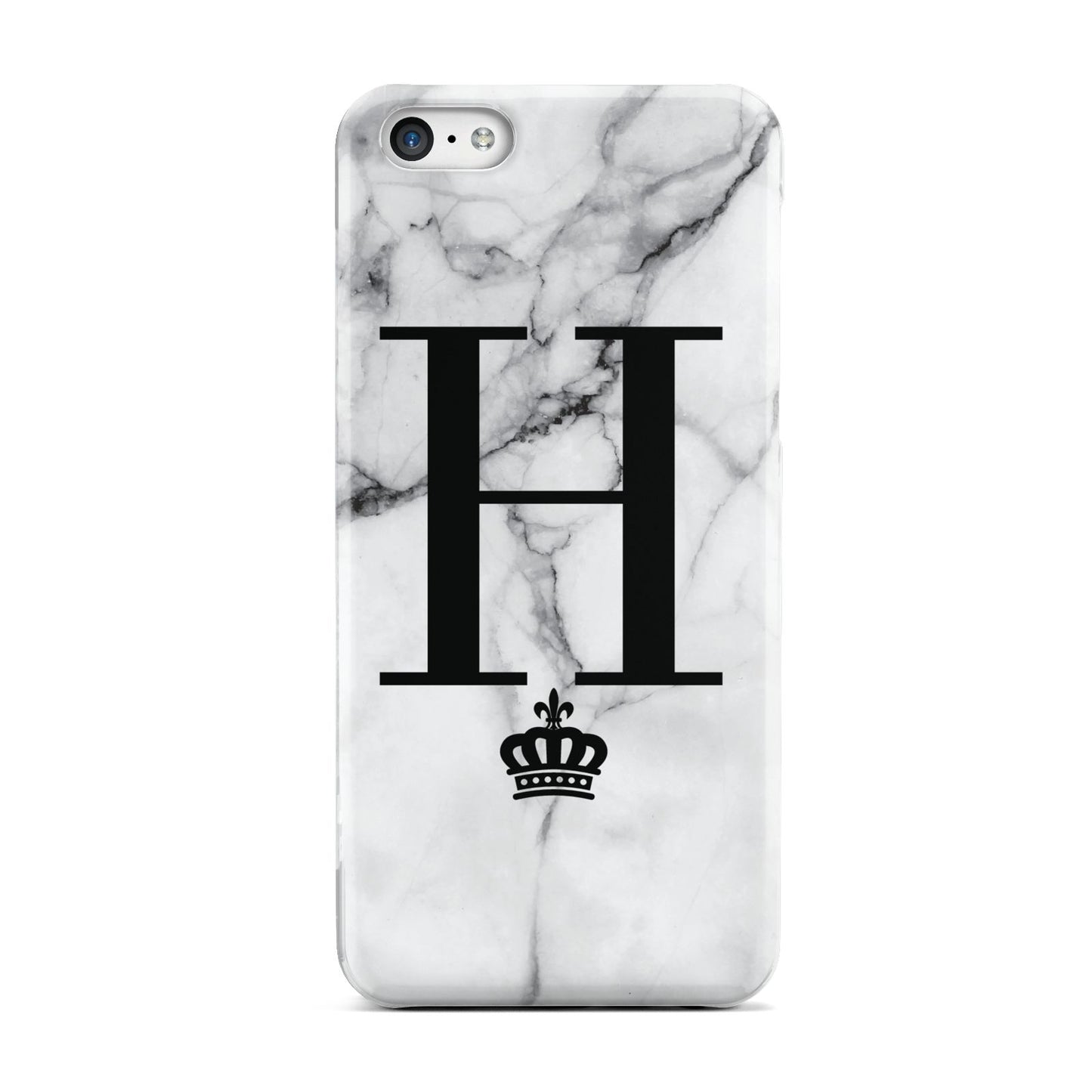 Personalised Big Initials Crown Marble Apple iPhone 5c Case