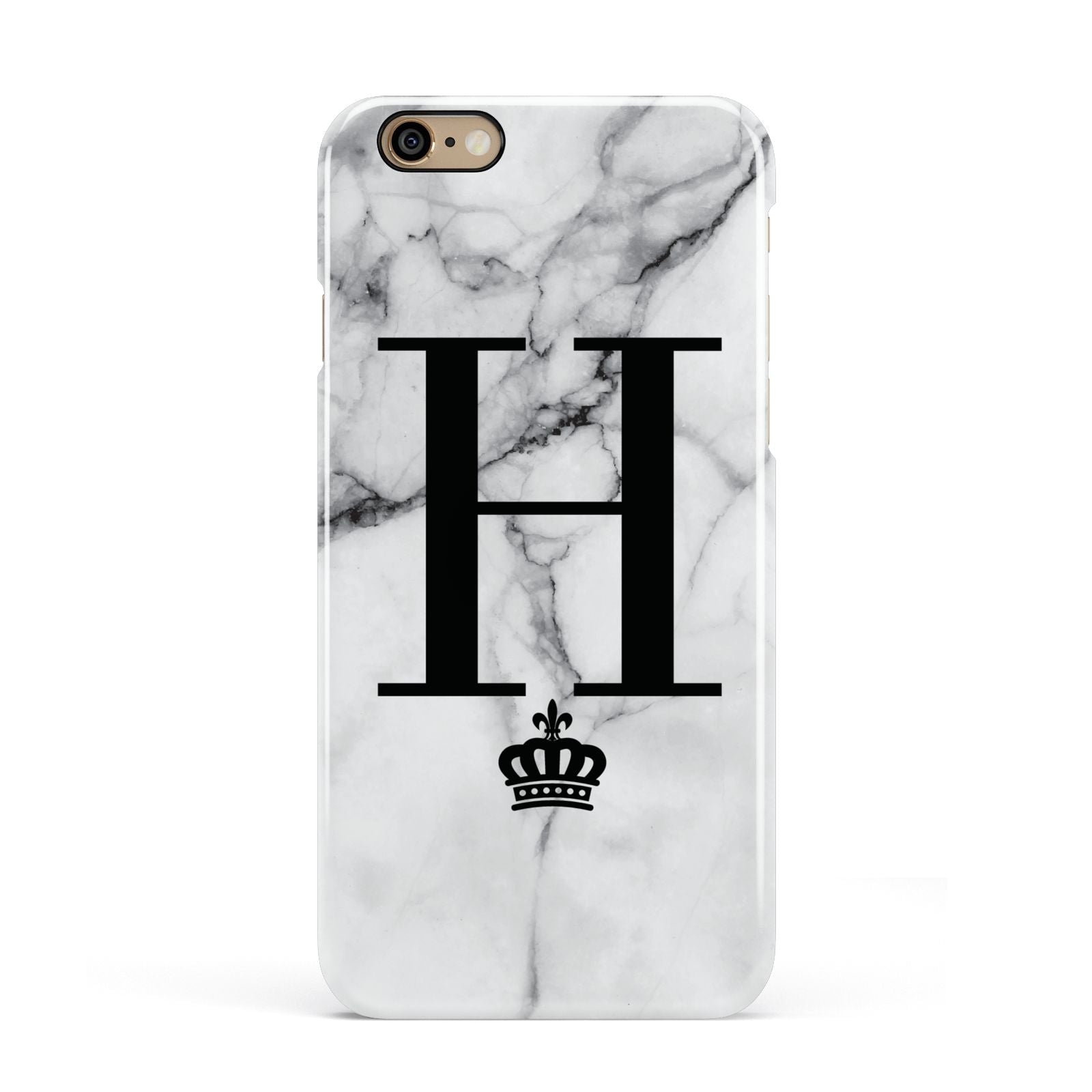 Personalised Big Initials Crown Marble Apple iPhone 6 3D Snap Case