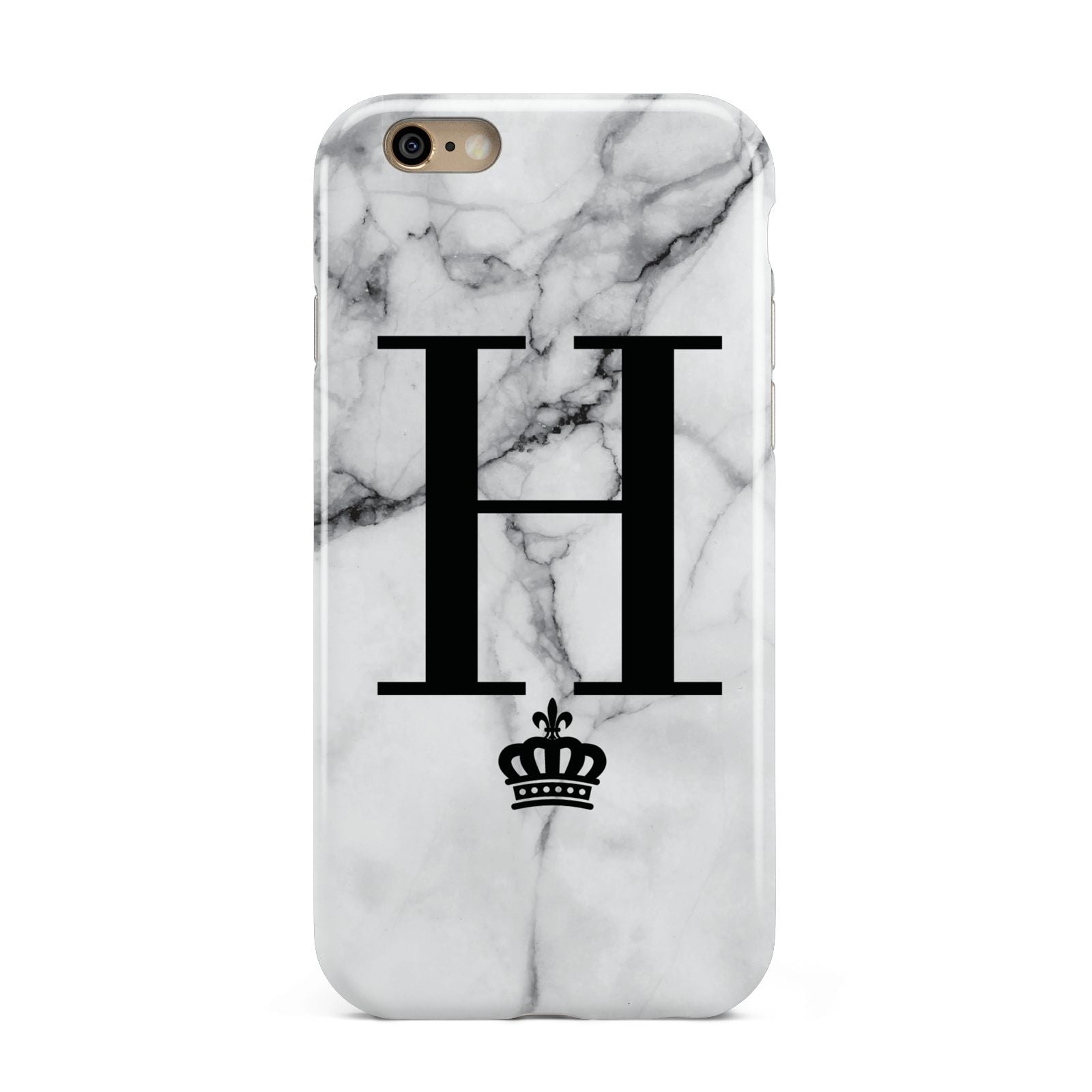 Personalised Big Initials Crown Marble Apple iPhone 6 3D Tough Case