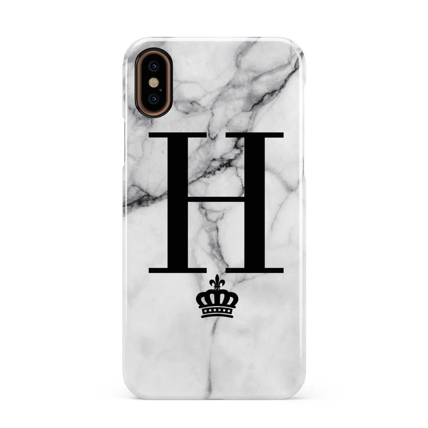 Personalised Big Initials Crown Marble Apple iPhone XS 3D Snap Case