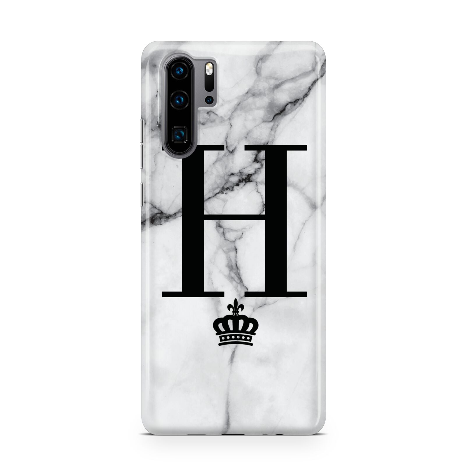 Personalised Big Initials Crown Marble Huawei P30 Pro Phone Case