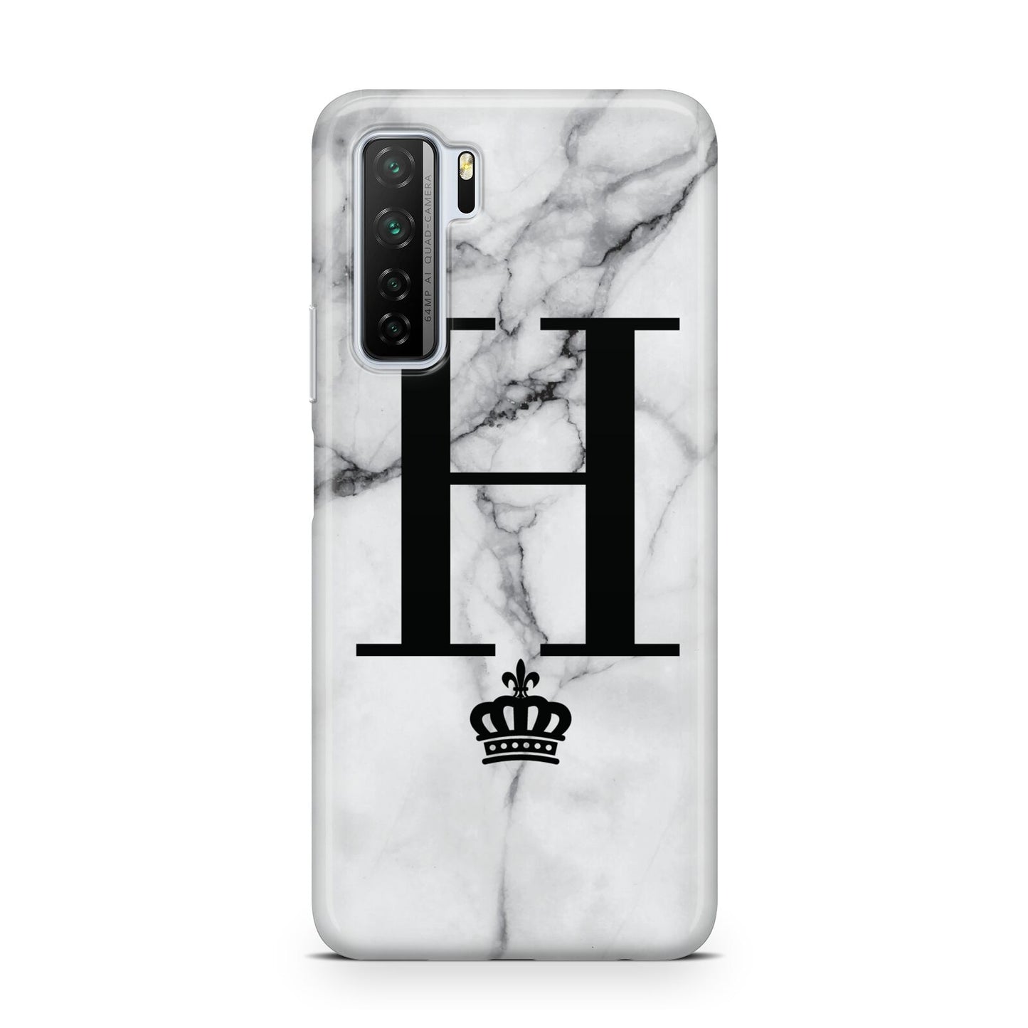 Personalised Big Initials Crown Marble Huawei P40 Lite 5G Phone Case