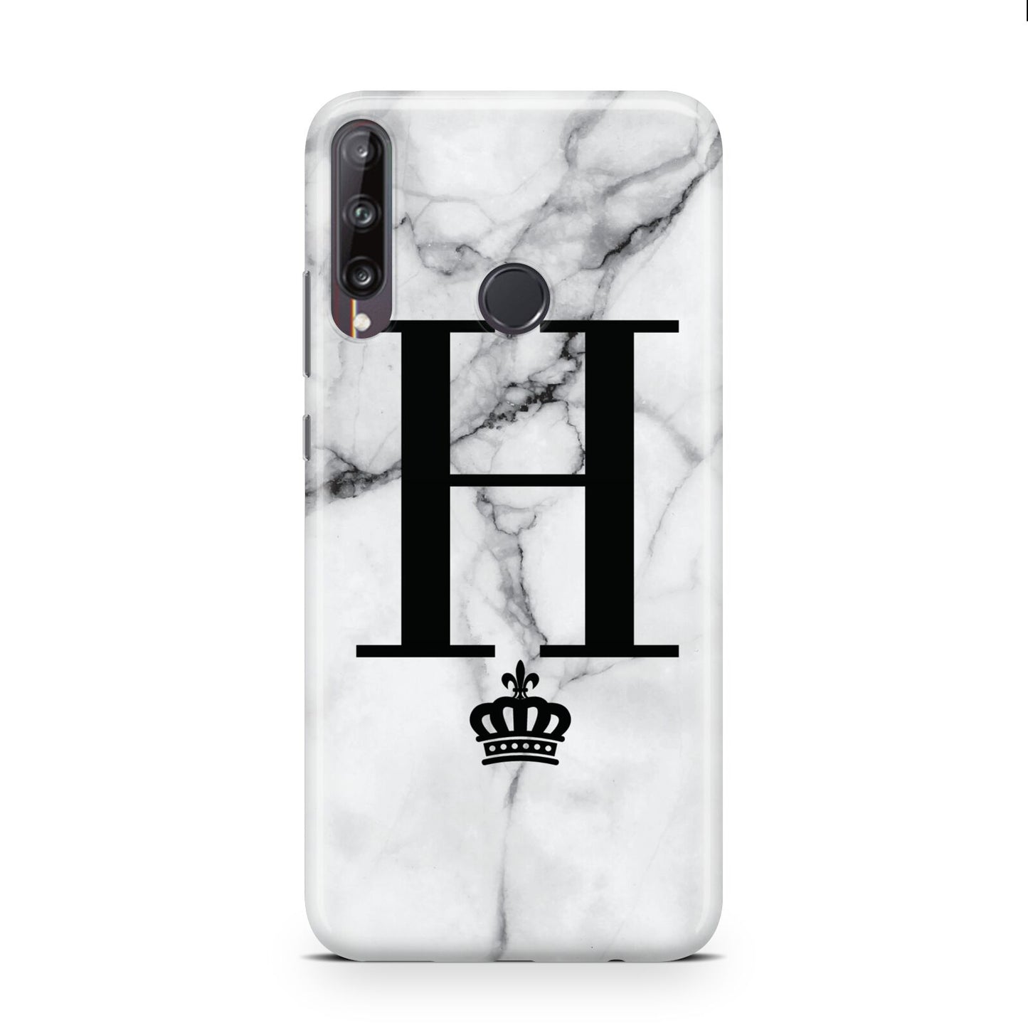Personalised Big Initials Crown Marble Huawei P40 Lite E Phone Case