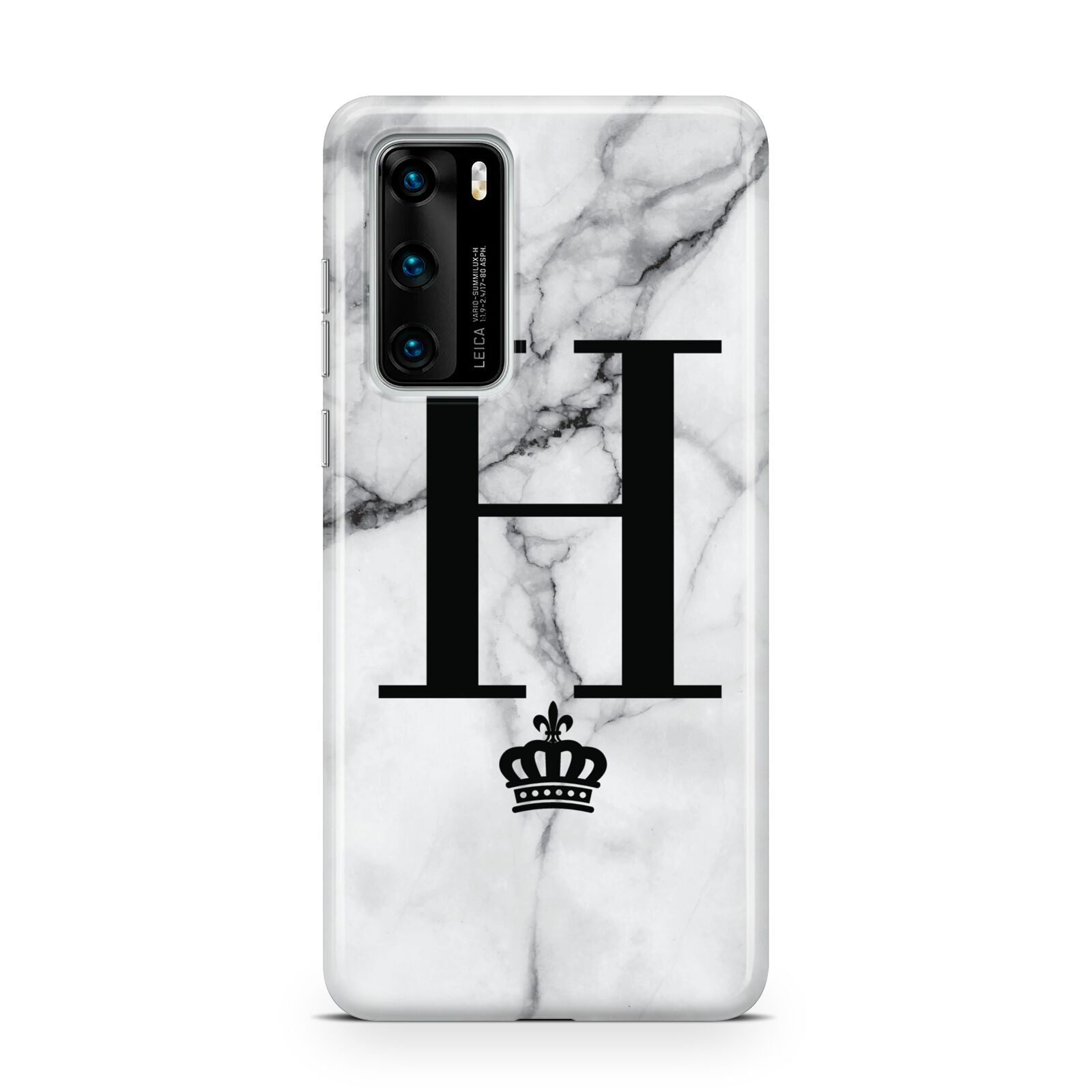 Personalised Big Initials Crown Marble Huawei P40 Phone Case