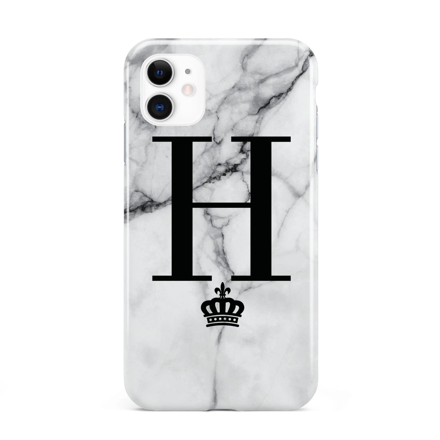 Personalised Big Initials Crown Marble iPhone 11 3D Tough Case