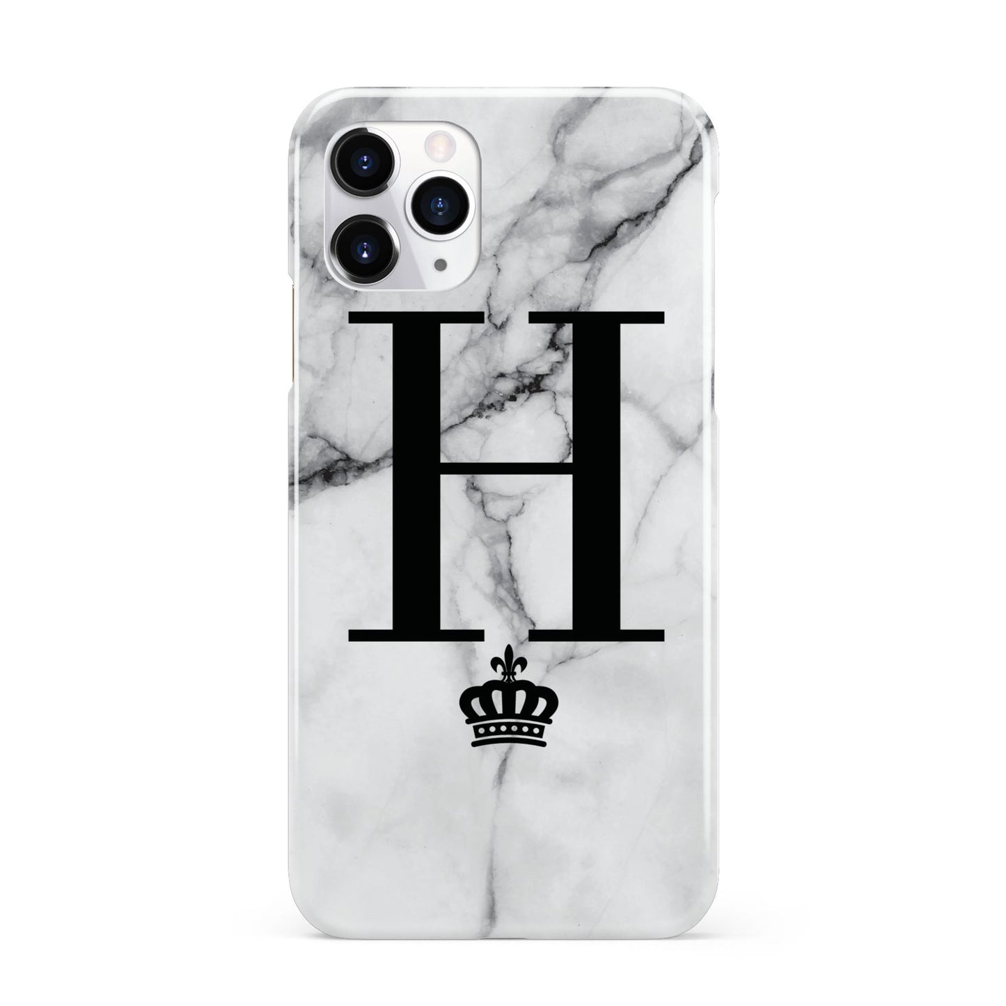 Personalised Big Initials Crown Marble iPhone 11 Pro 3D Snap Case