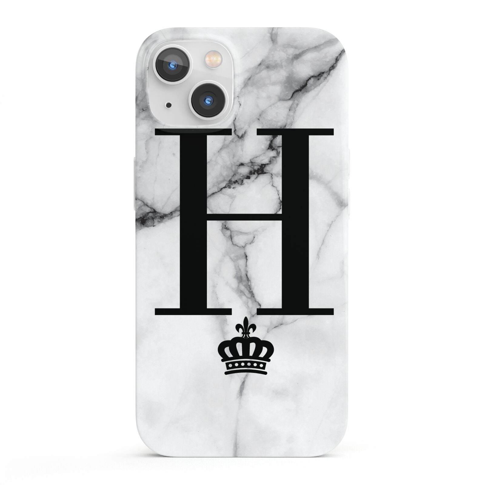 Personalised Big Initials Crown Marble iPhone 13 Full Wrap 3D Snap Case