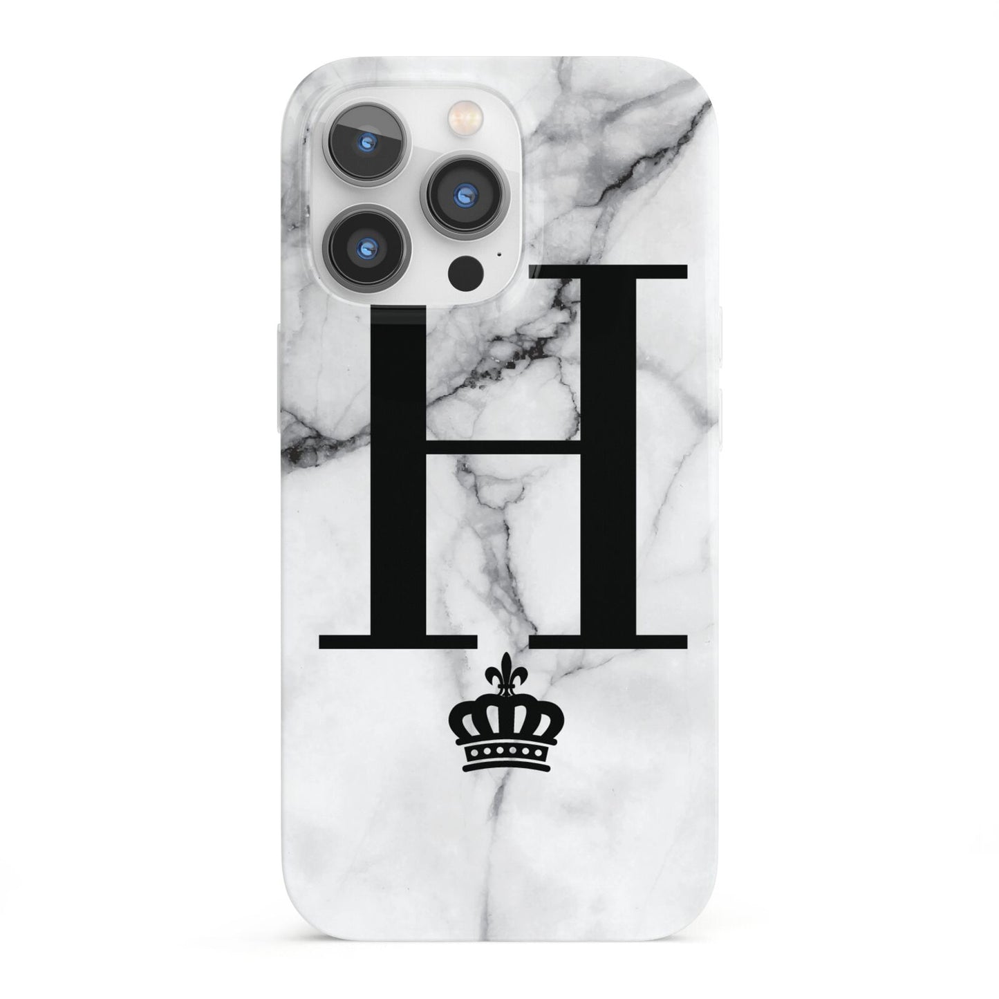 Personalised Big Initials Crown Marble iPhone 13 Pro Full Wrap 3D Snap Case