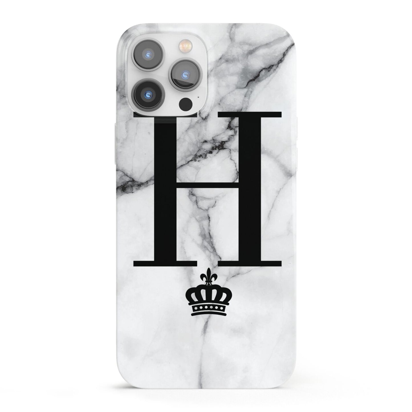 Personalised Big Initials Crown Marble iPhone 13 Pro Max Full Wrap 3D Snap Case