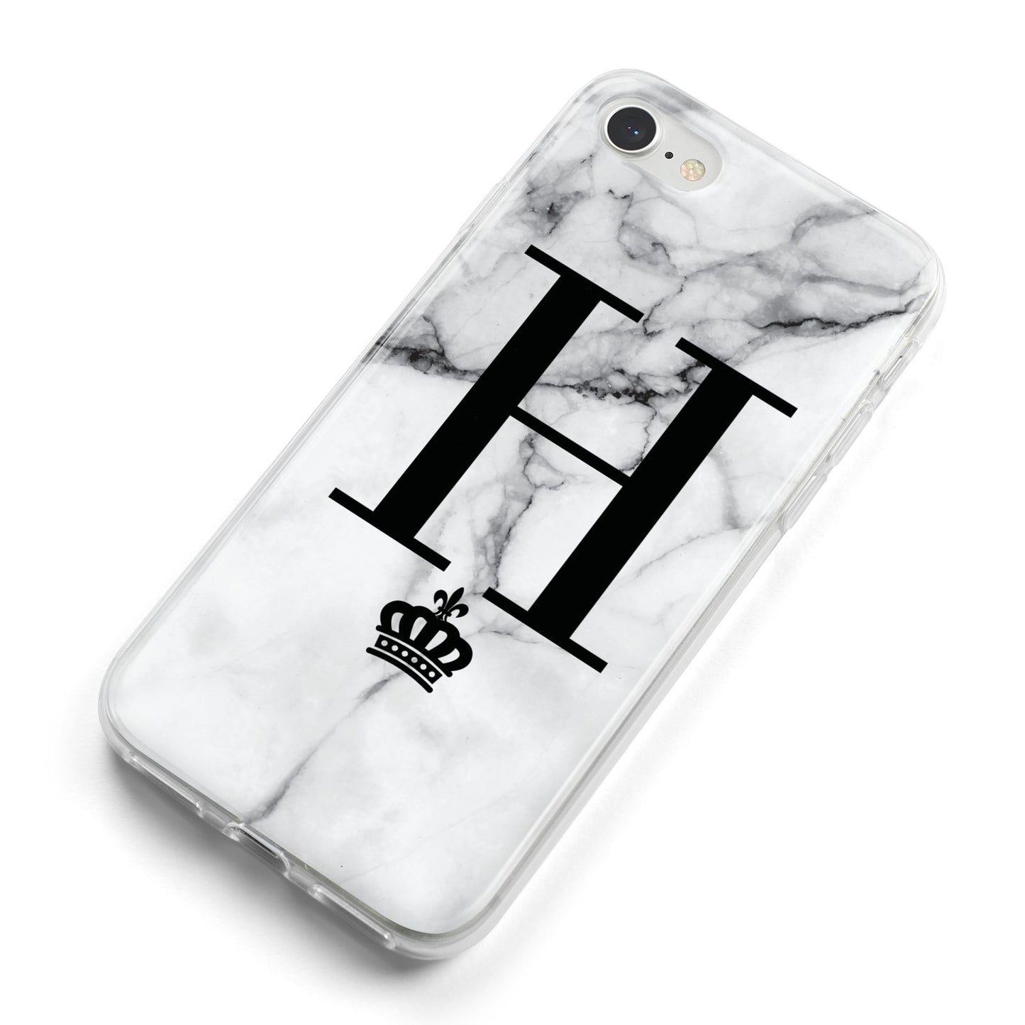 Personalised Big Initials Crown Marble iPhone 8 Bumper Case on Silver iPhone Alternative Image