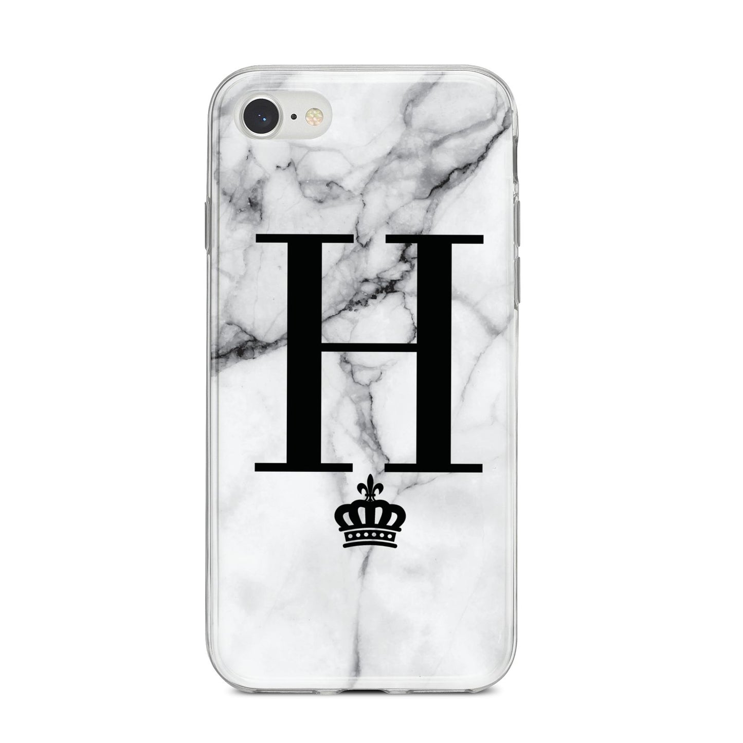 Personalised Big Initials Crown Marble iPhone 8 Bumper Case on Silver iPhone