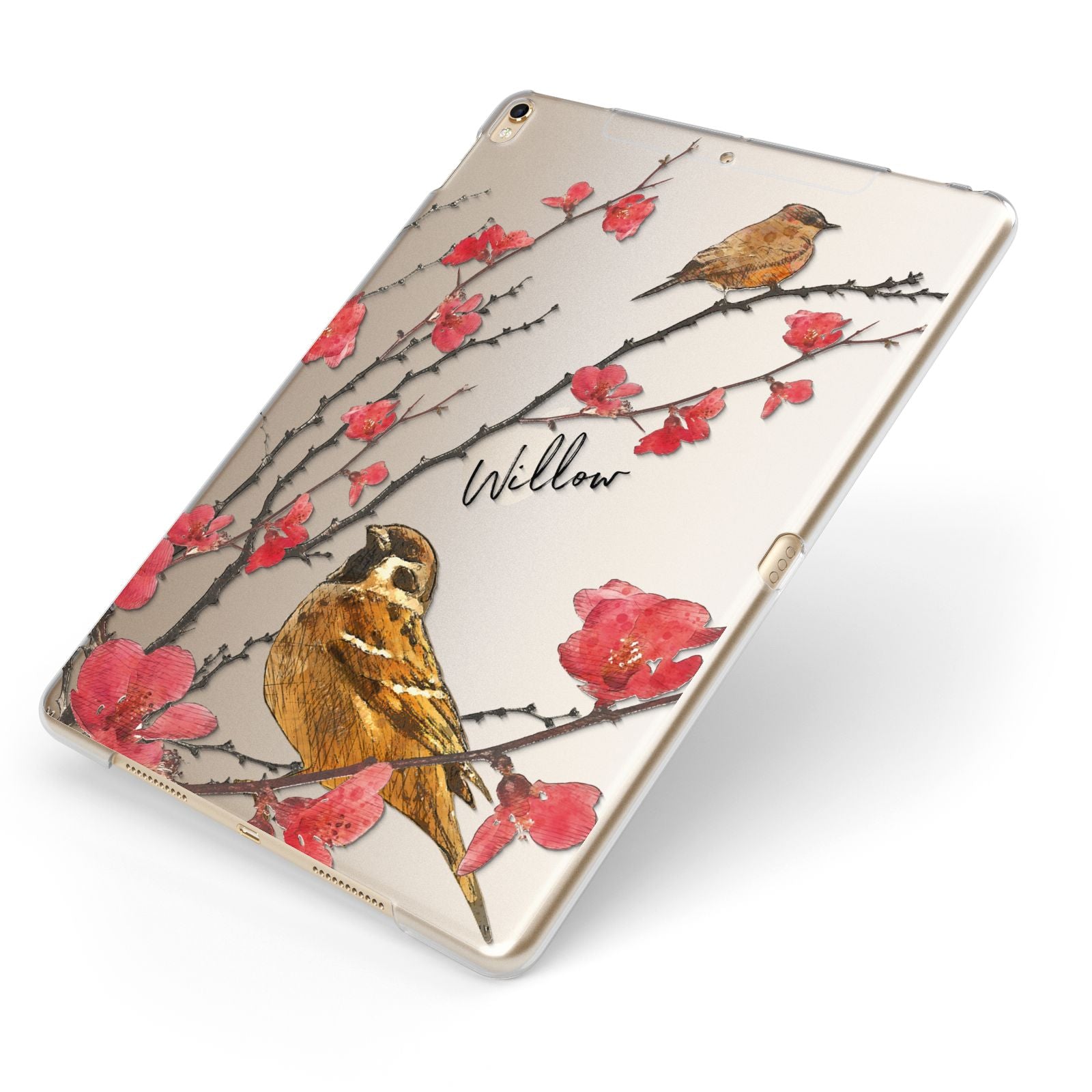 Personalised Birds Apple iPad Case on Gold iPad Side View