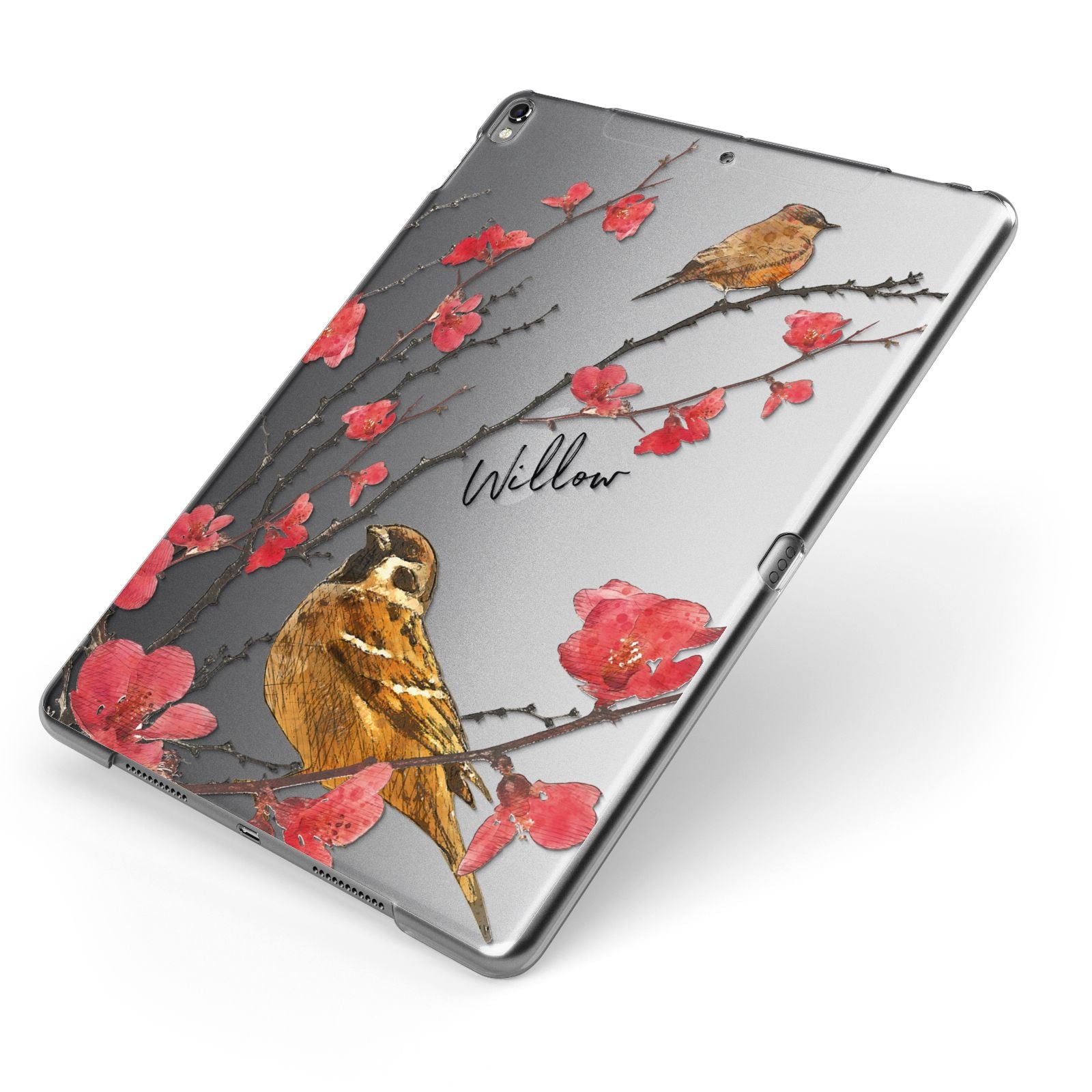 Personalised Birds Apple iPad Case on Grey iPad Side View