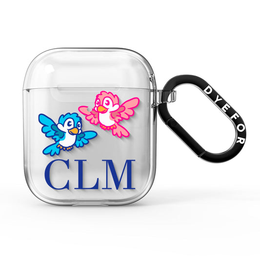 Personalised Birds Initials Clear AirPods Clear Case