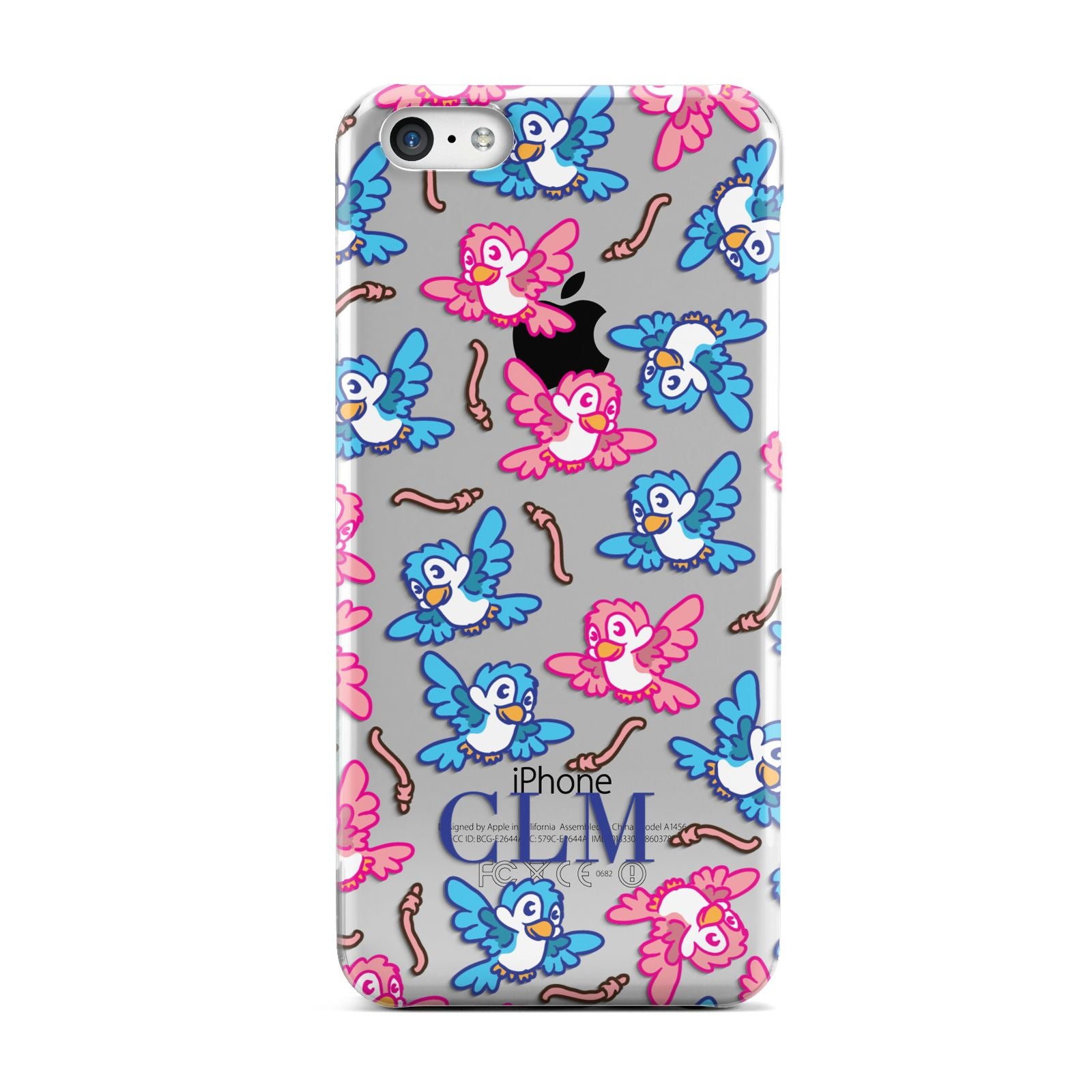 Personalised Birds Initials Clear Apple iPhone 5c Case